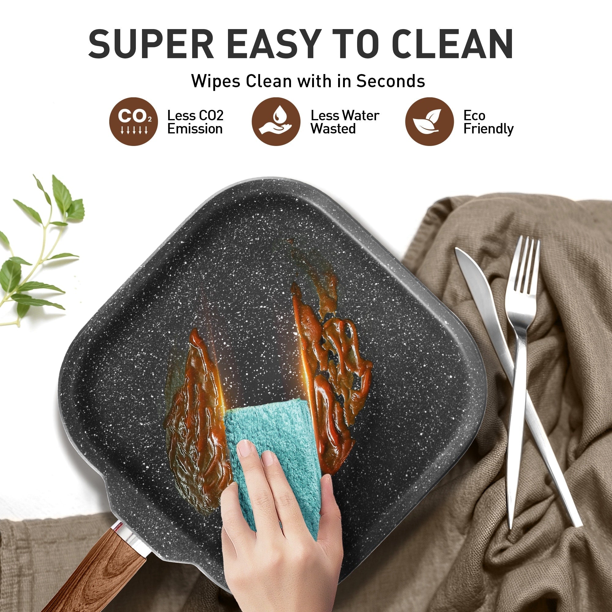 17-Piece Kitchen Granite Cookware Set, Non-stick Cooking Pots and Pans Set