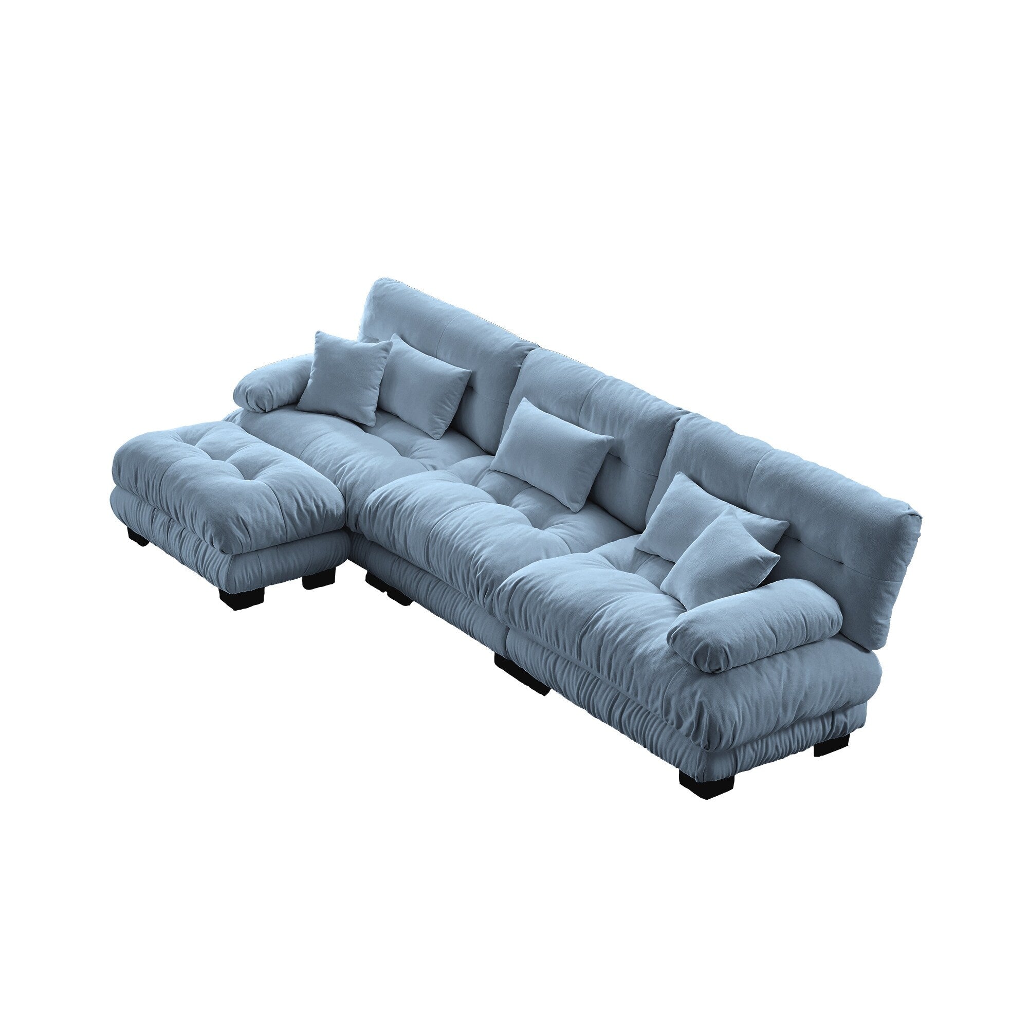 3-Seat Modular Sectional Sofa Deep Seat Couch L Shaped Cloud Couch with Convertible Ottoman for Living Room