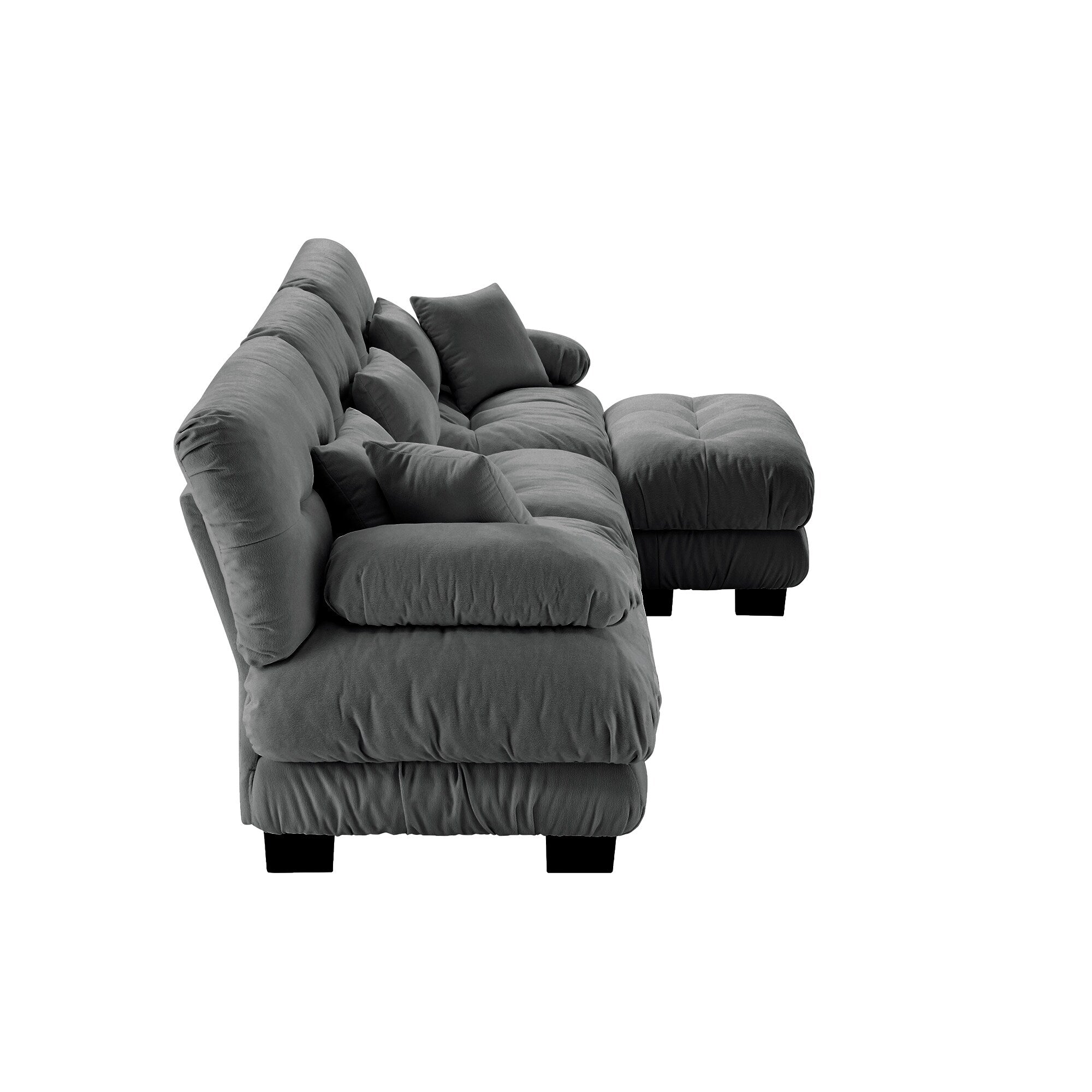 3-Seat Modular Sectional Sofa Deep Seat Couch L Shaped Cloud Couch with Convertible Ottoman for Living Room