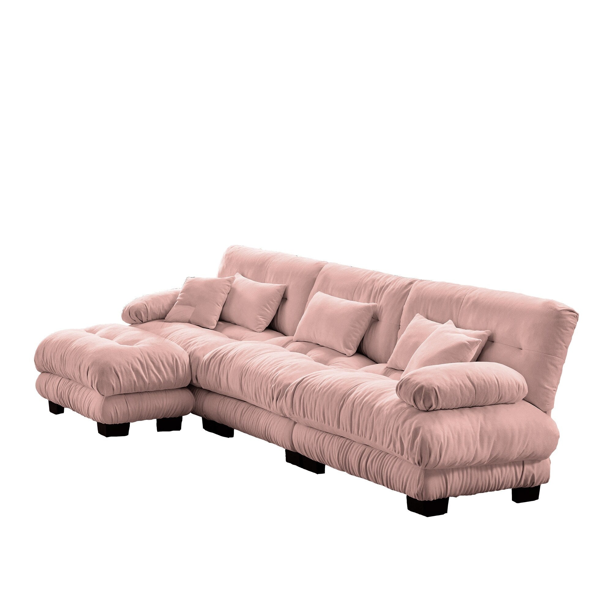 3-Seat Modular Sectional Sofa Deep Seat Couch L Shaped Cloud Couch with Convertible Ottoman for Living Room