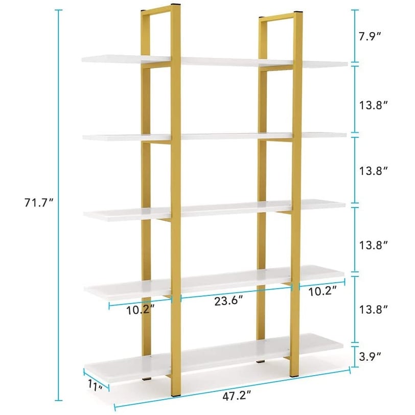 5-Tier Bookshelf, Vintage Industrial Style Bookcase
