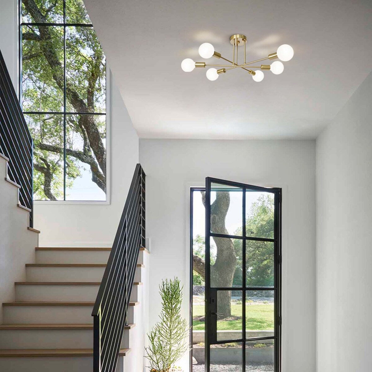 6 - Light Modern Metal 23.62'' Sputnik Semi-Flush Mount Ceiling Light