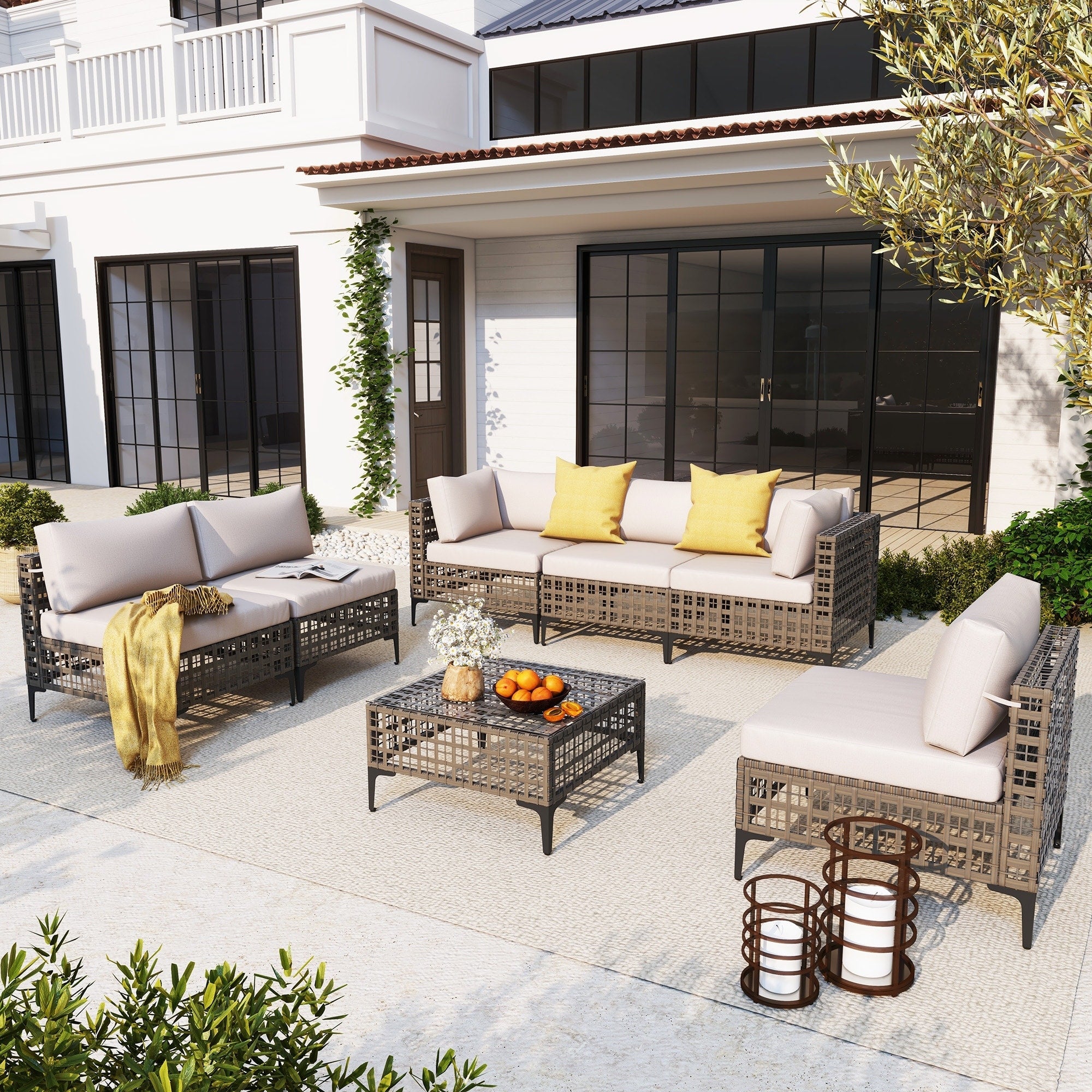 6 - Person Outdoor Sectional Seating Group with Cushions