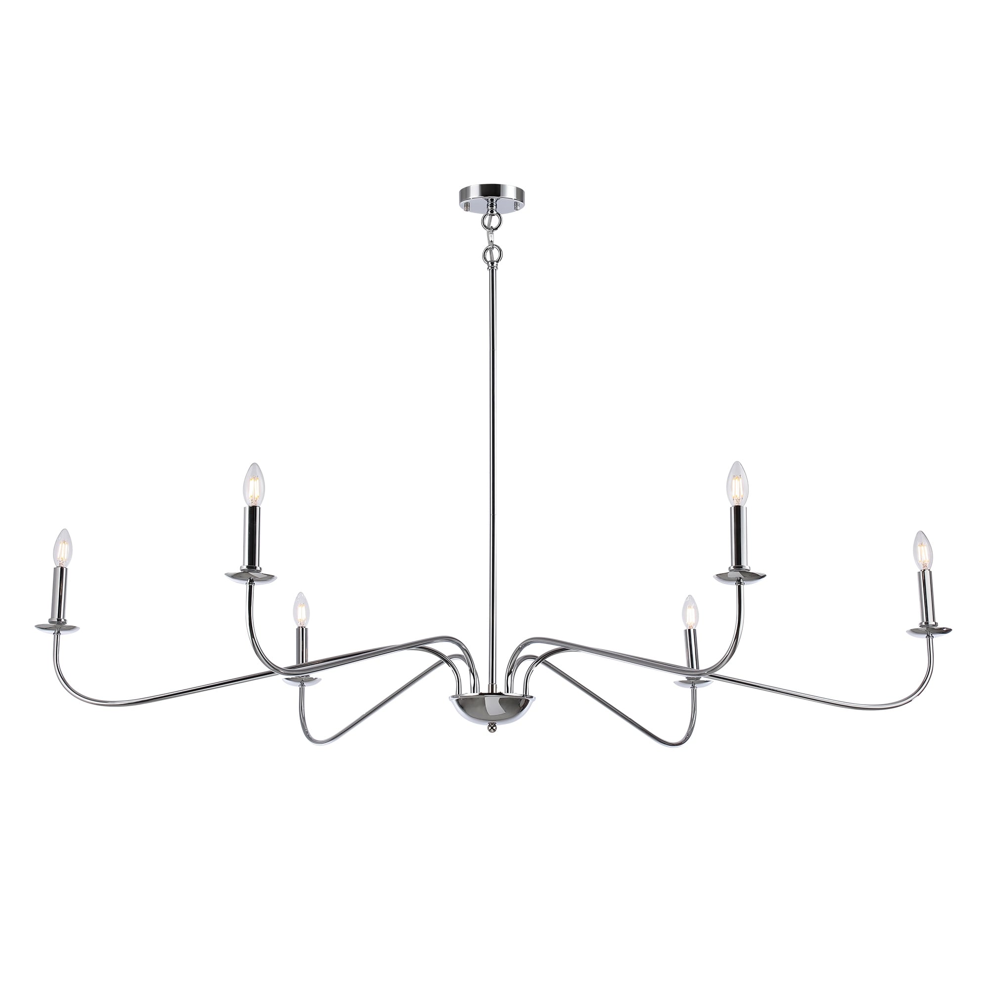 6 Light 64 Inches Minimalist Chandelier in Matte Black / Gold /Chrome - N/A