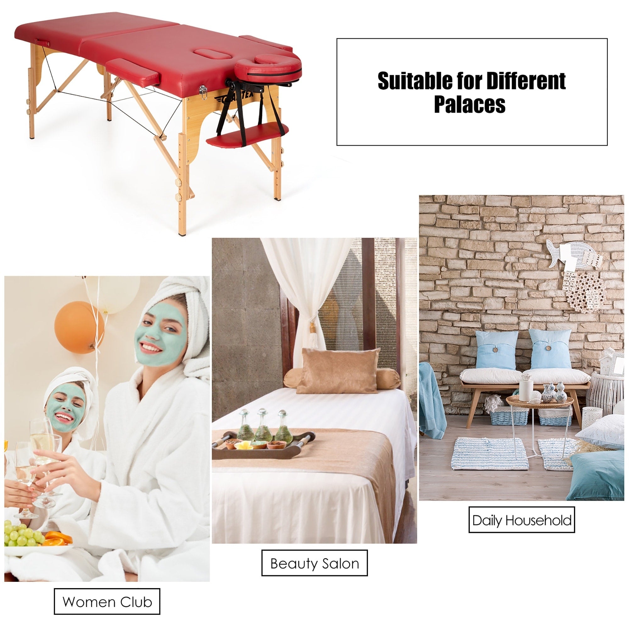 84''L Portable Massage Table Adjustable Facial Spa Bed Tattoo w/ Carry