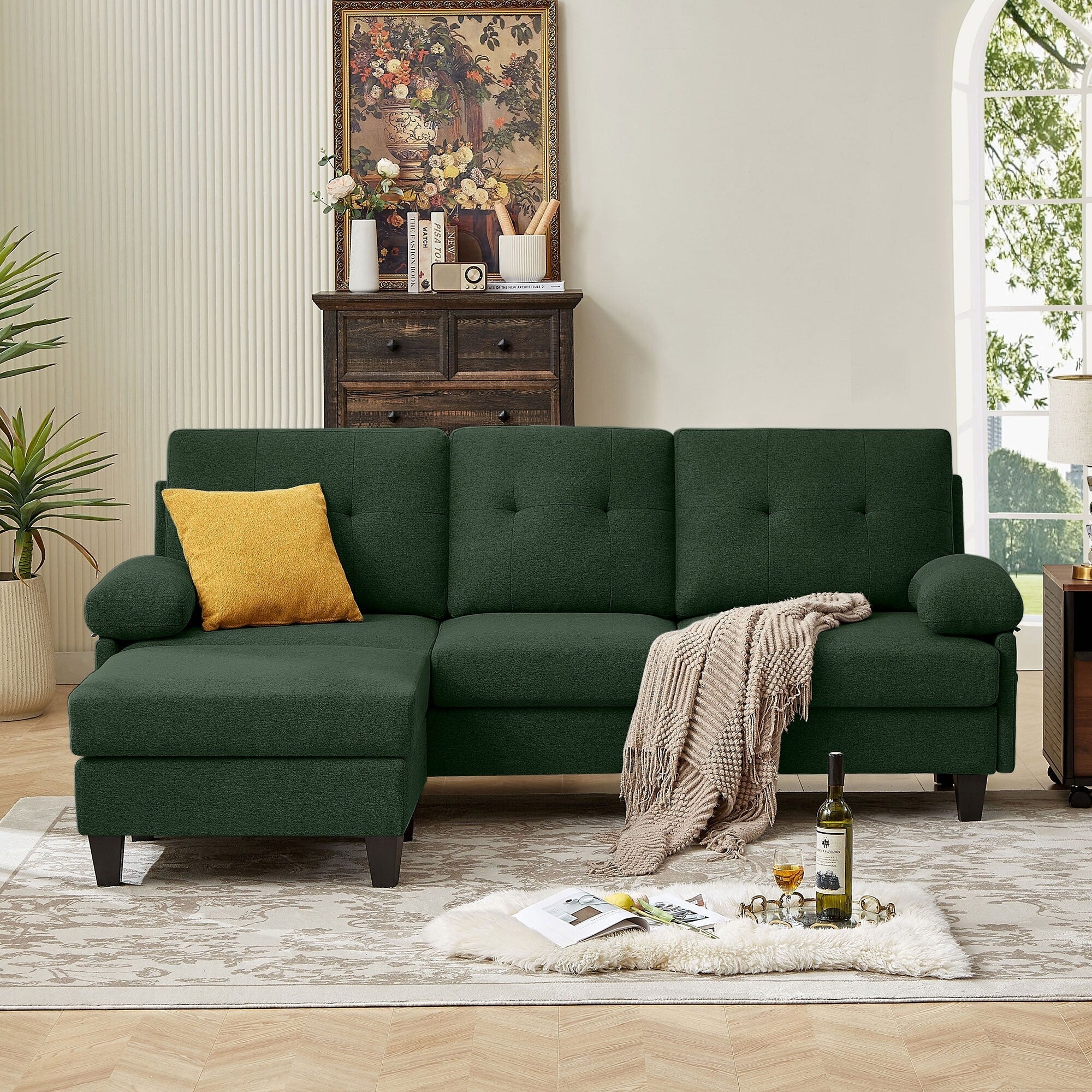 86.22 L Shaped Sectional Sofa with Side Storage Pockets