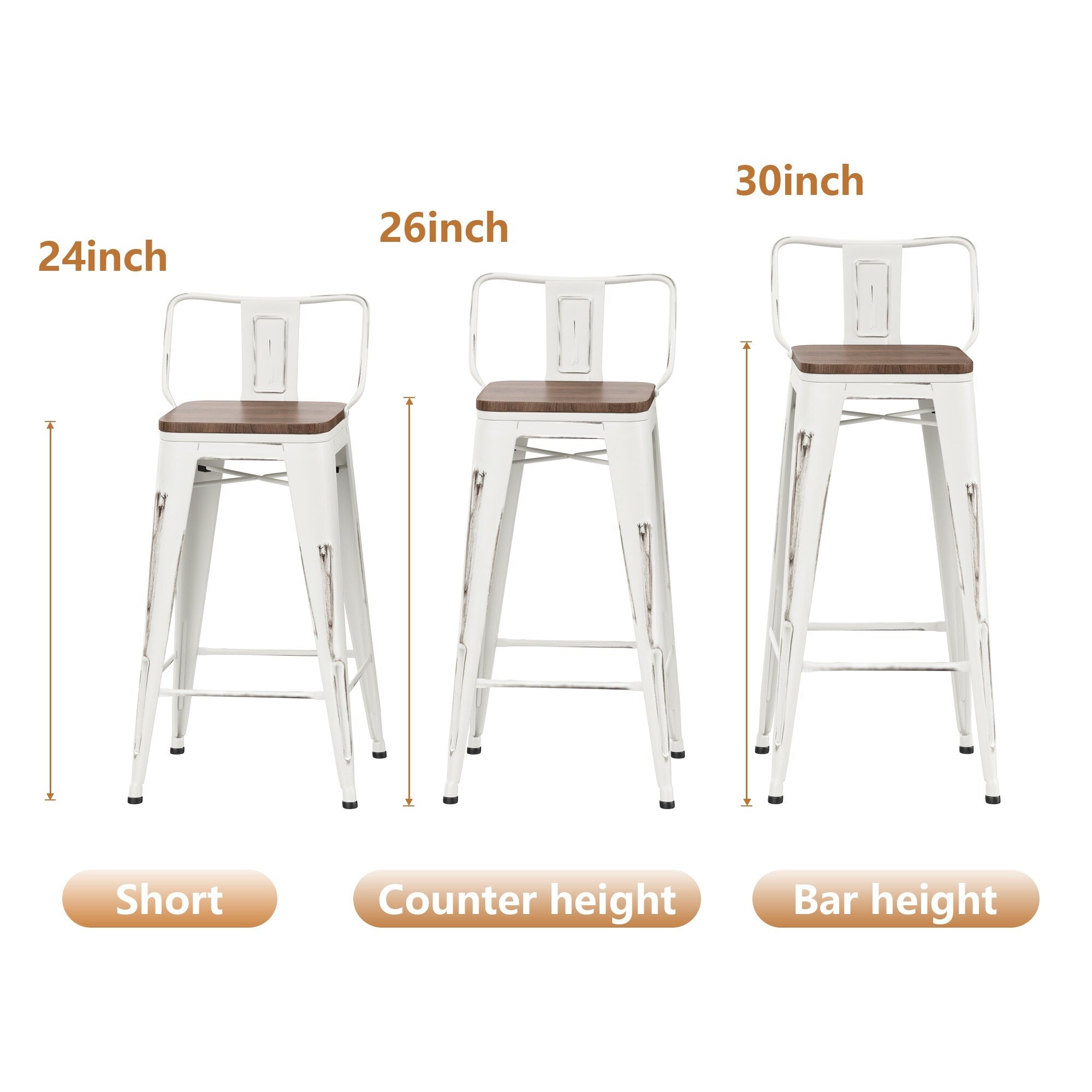 Bar Stools With Back set of 4 Industrial Metal Barstools with Wooden Seats