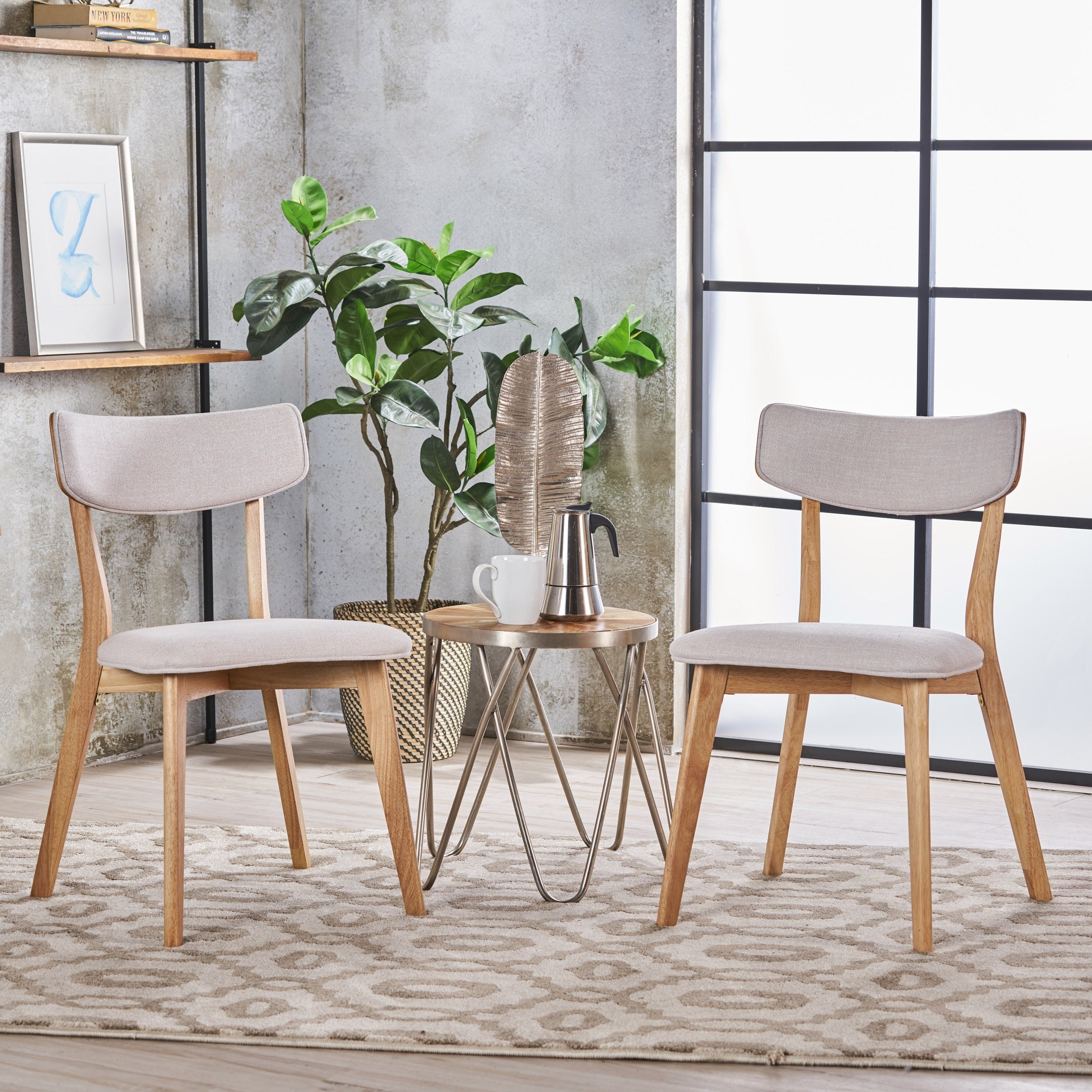 Chazz Mid-Century Modern Upholstered Rubberwood Dining Chairs (Set of 2/4) by Christopher Knight Home
