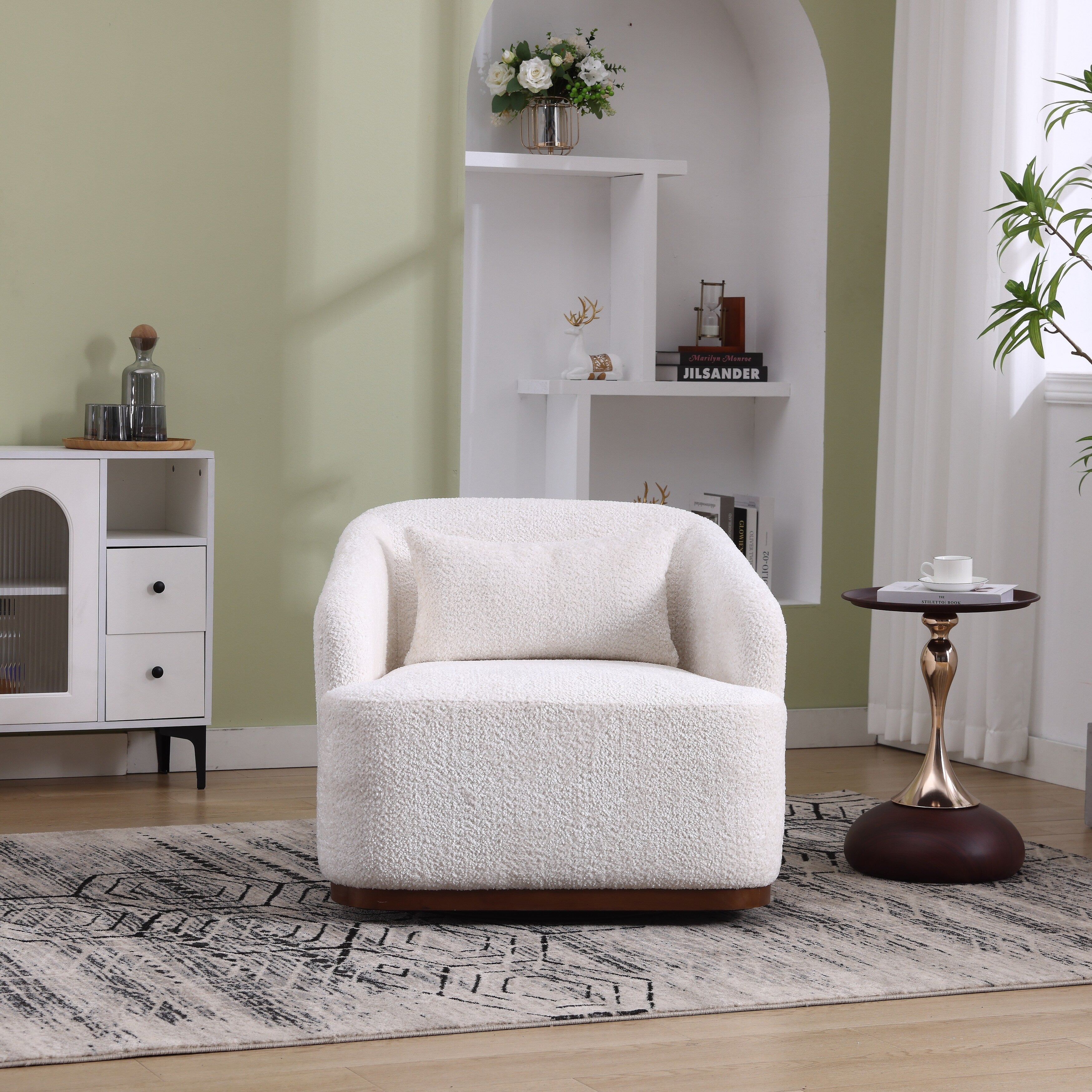 Chenille Swivel Barrel Chair, 360-Degree Comfy Accent Sofa for Living Room, Bedroom, and Study with Removable Cushion