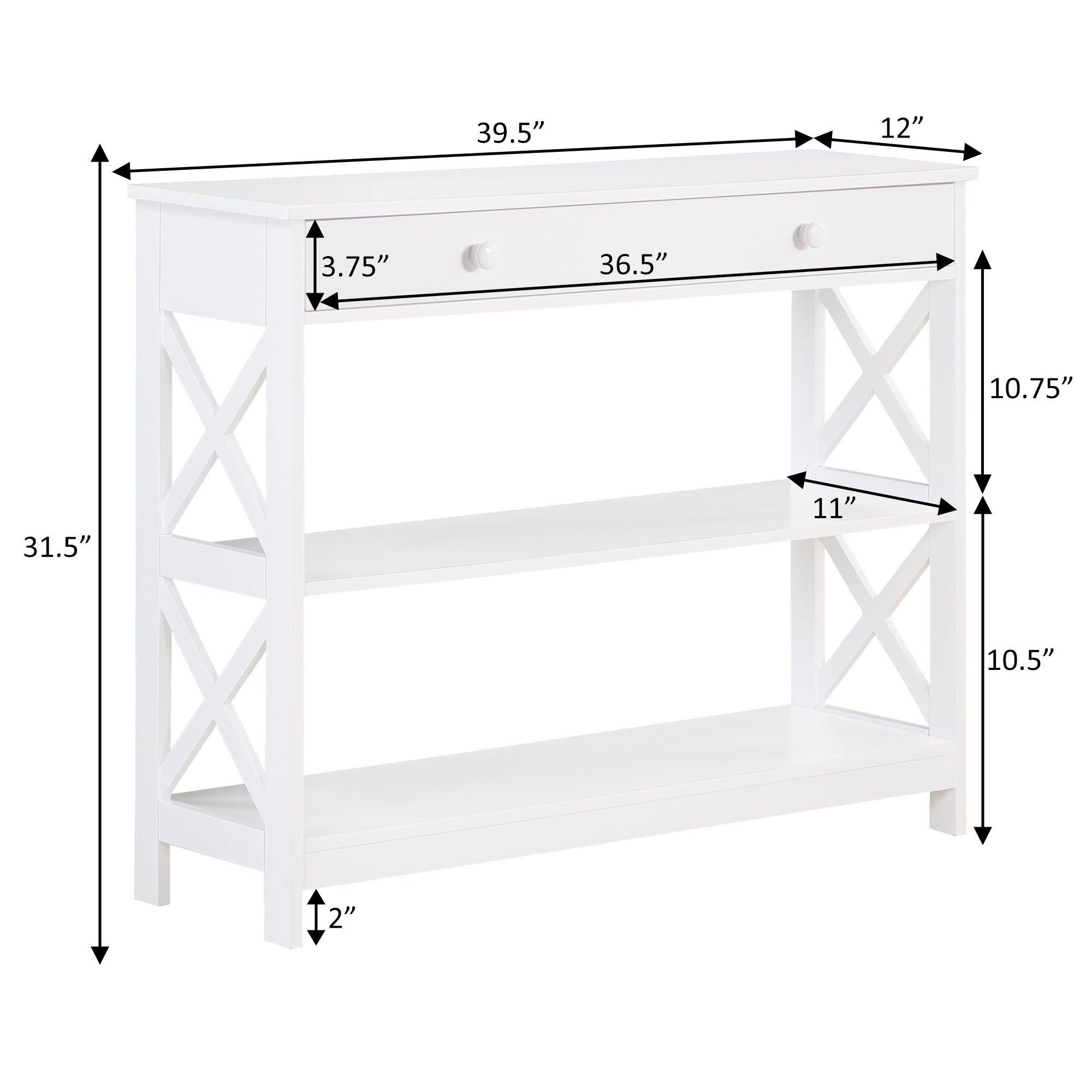 Convenience Concepts Oxford 1 Drawer Console Table with Shelves