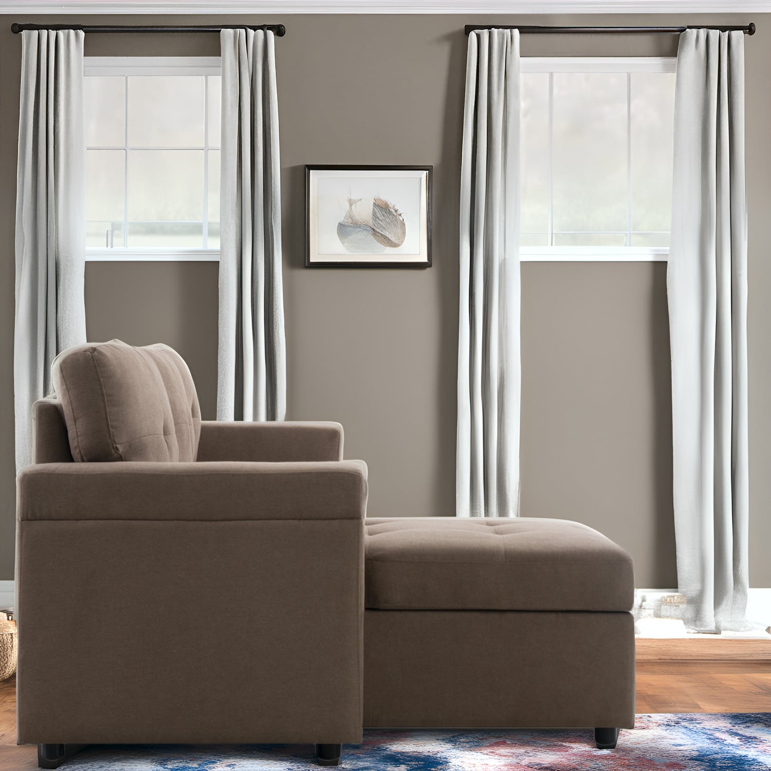 Convertible Reversible Sectional Sofa with Pull-Out Sleeper Bed, Hidden Storage Chaise, and Durable Legs