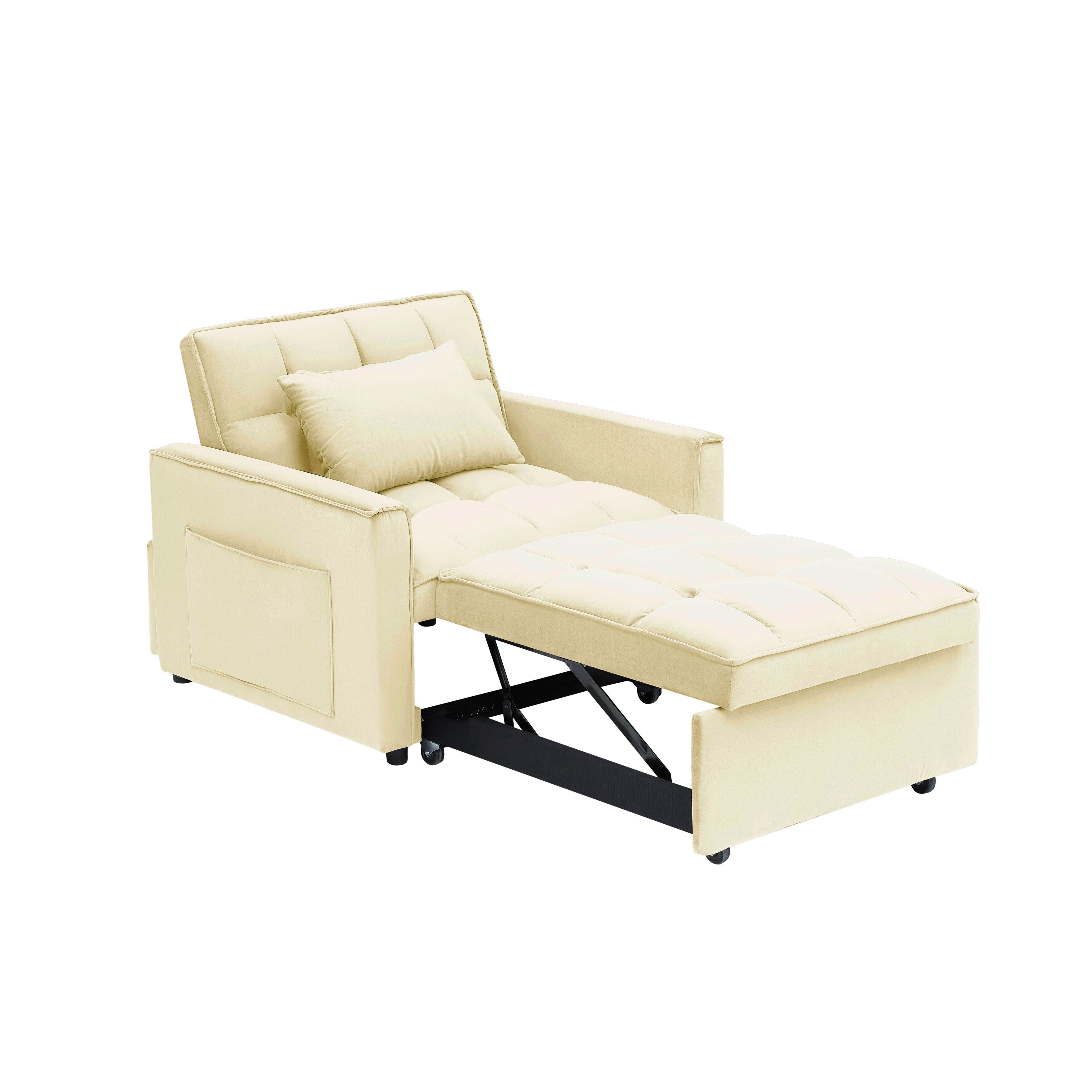 Convertible Sofa Bed with Adjustable Back and Wheel