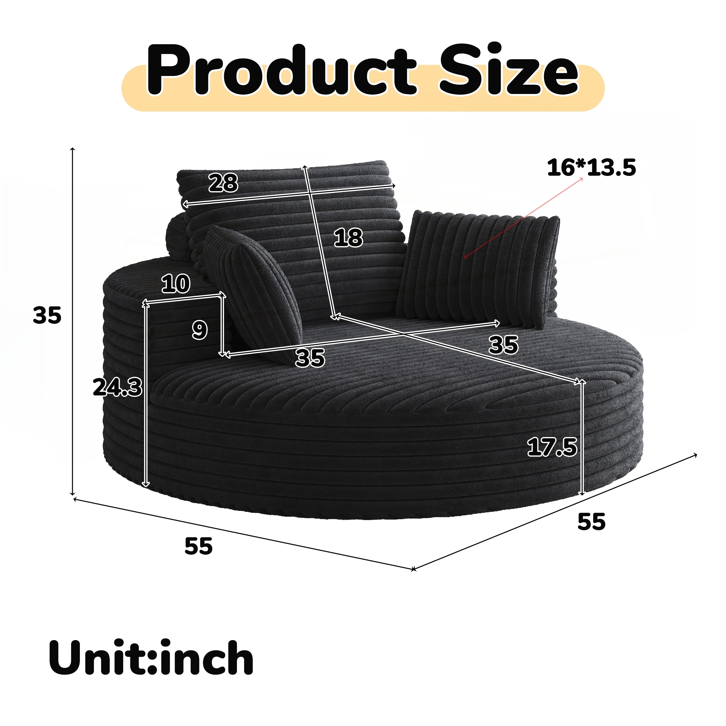 Corduroy Chenille Foam Single Swivel Chair