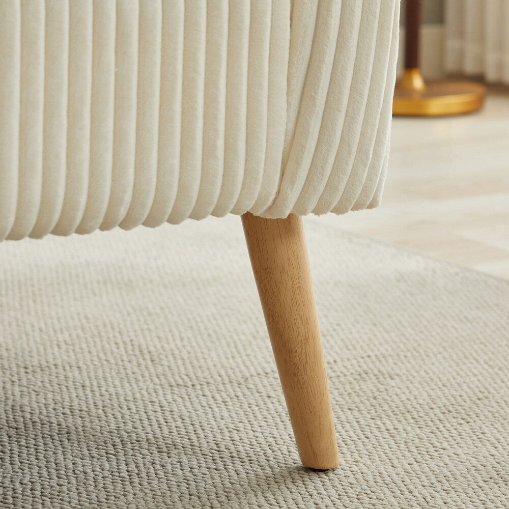 Corduroy Fabric Upholstered 2-Seat Sofa with Wooden Walnut Legs