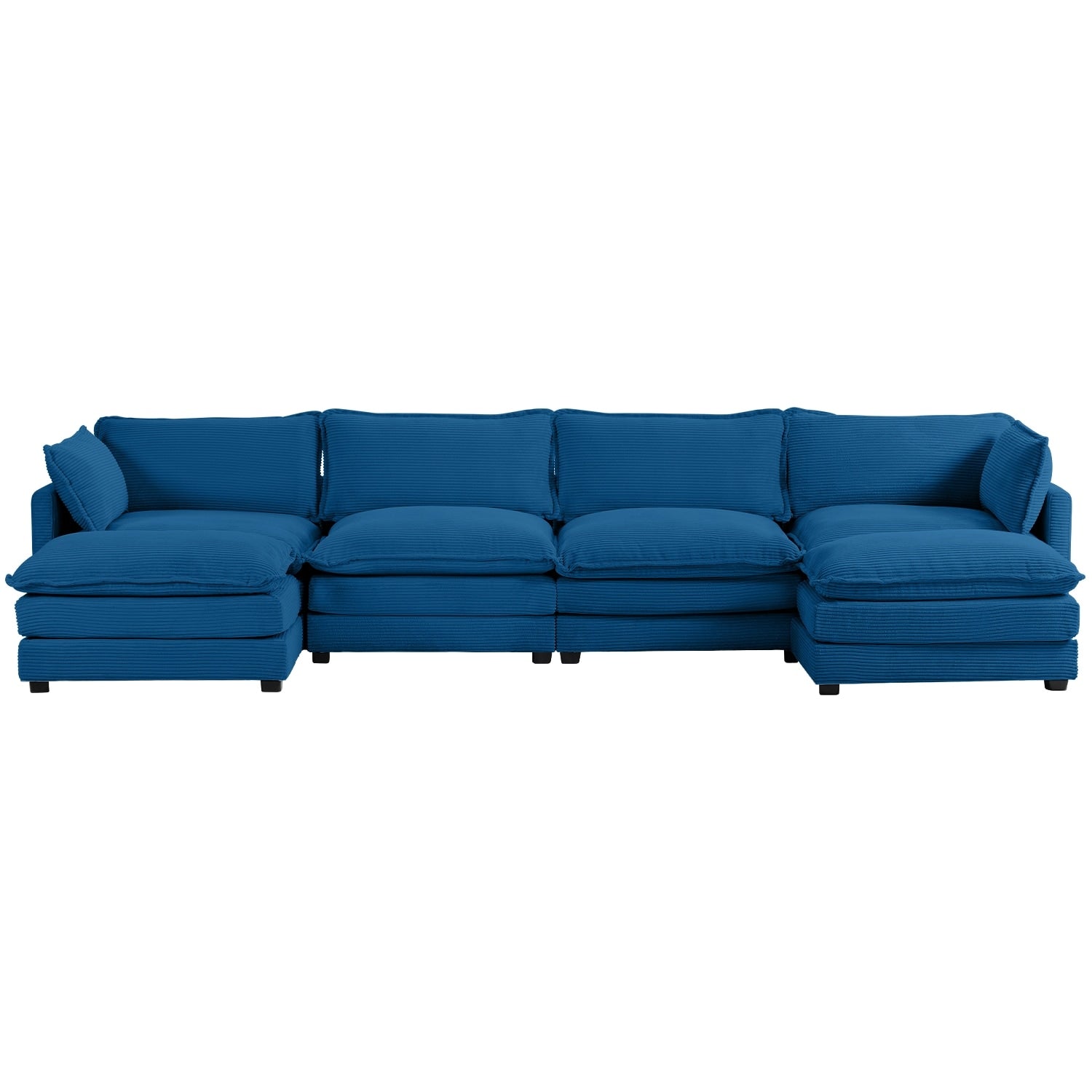 Corduroy Sectional Sofa with Removable Ottomans & Ultra-soft Cushions for Living Room & Bedroom