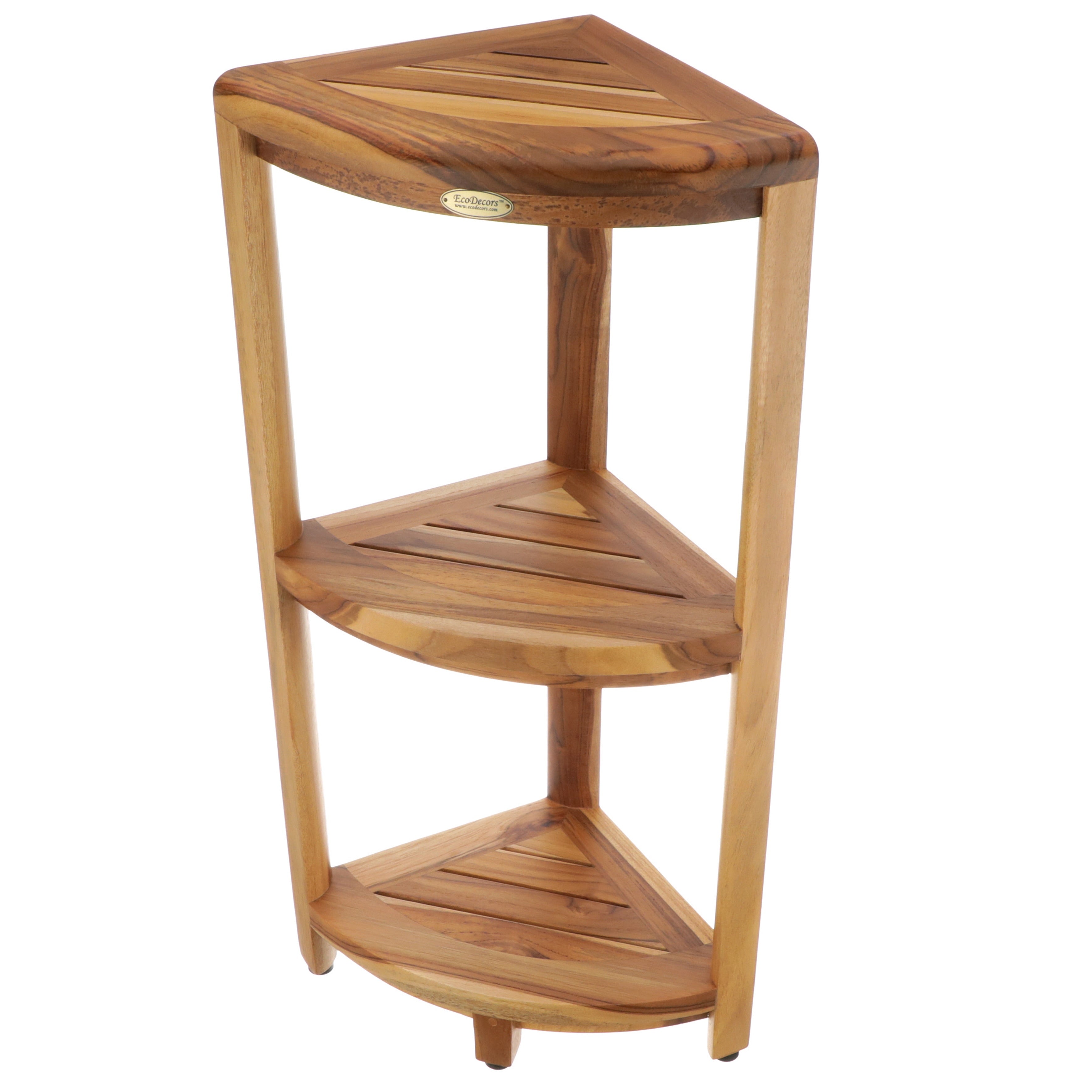 EcoDecors 3-Tier, Shower Table, Standing Shower-Caddy, Teak Shower Caddy, Shower Organizer Stand, Teak Shelf, Teak Shower Shelf