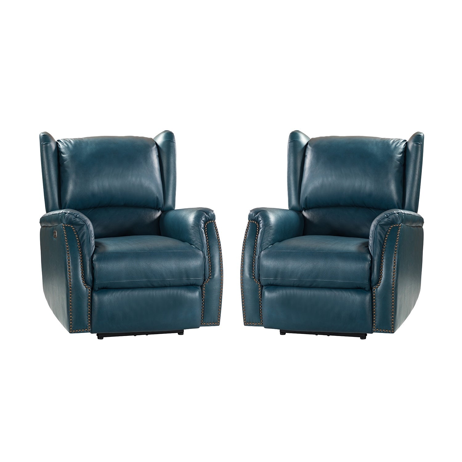 Eduardo Genuine Leather Power Recliner with USB Port Set of 2