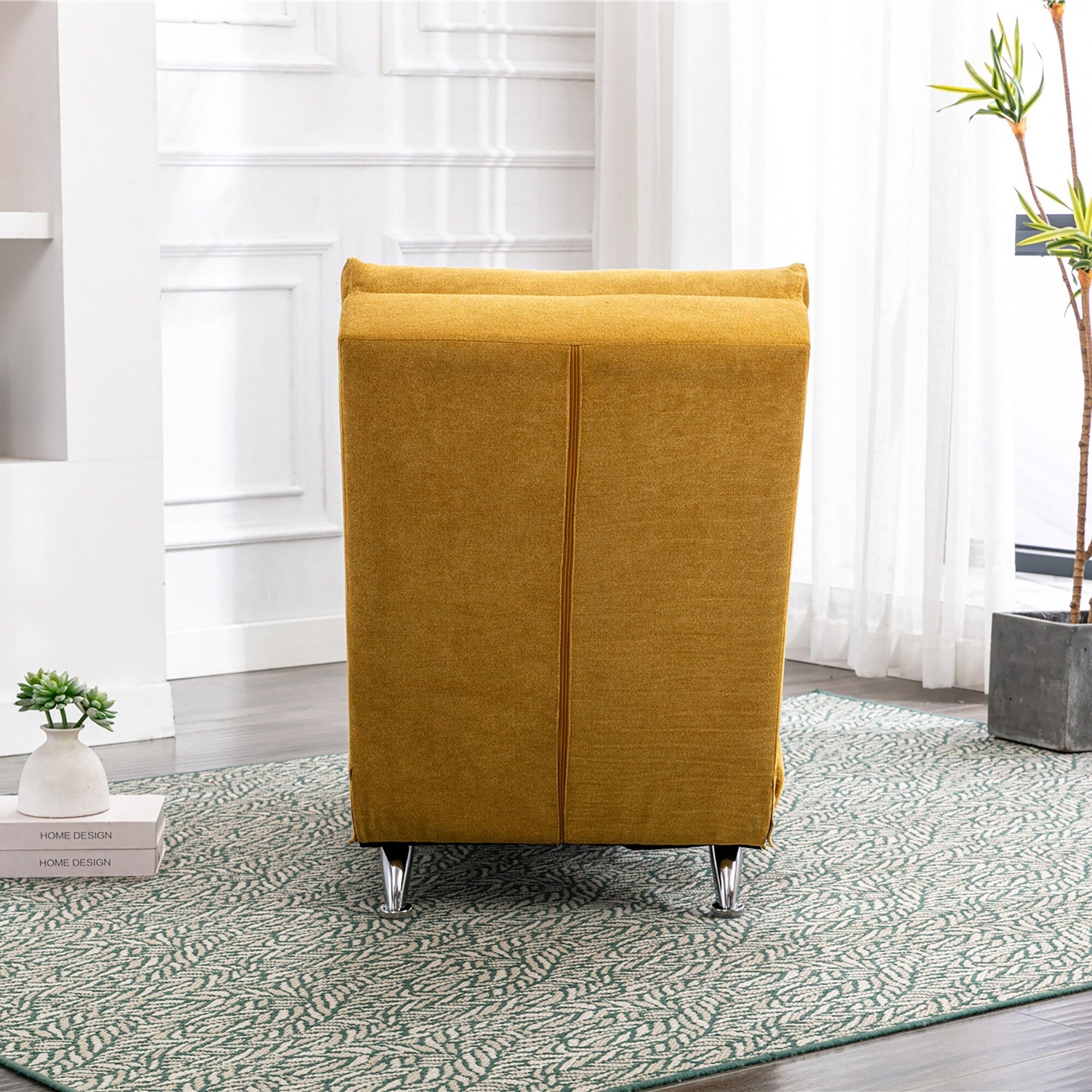 Ergonomic Linen Massage Chaise Lounge Chair Reclining Tufted Upholstered Sleeper with Remote and 5 Vibration Modes