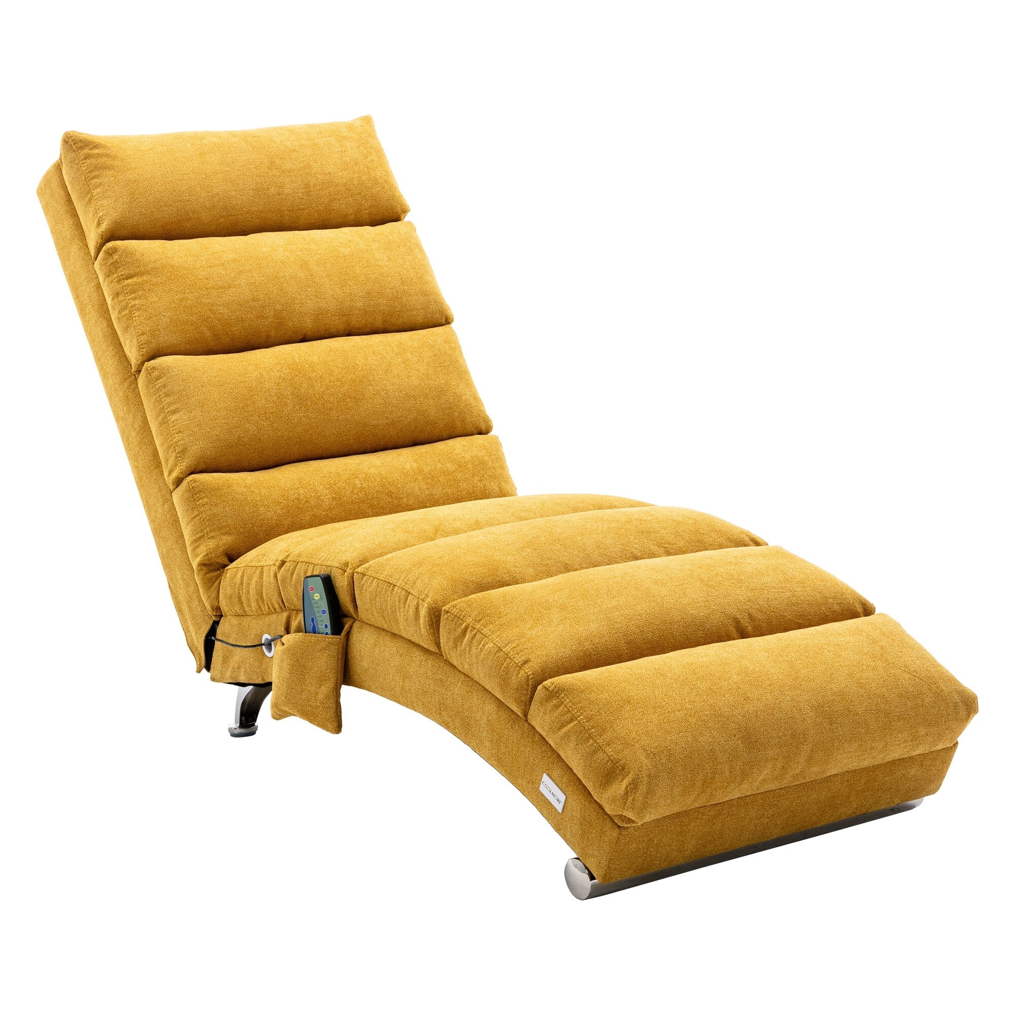 Ergonomic Linen Massage Chaise Lounge Chair Reclining Tufted Upholstered Sleeper with Remote and 5 Vibration Modes