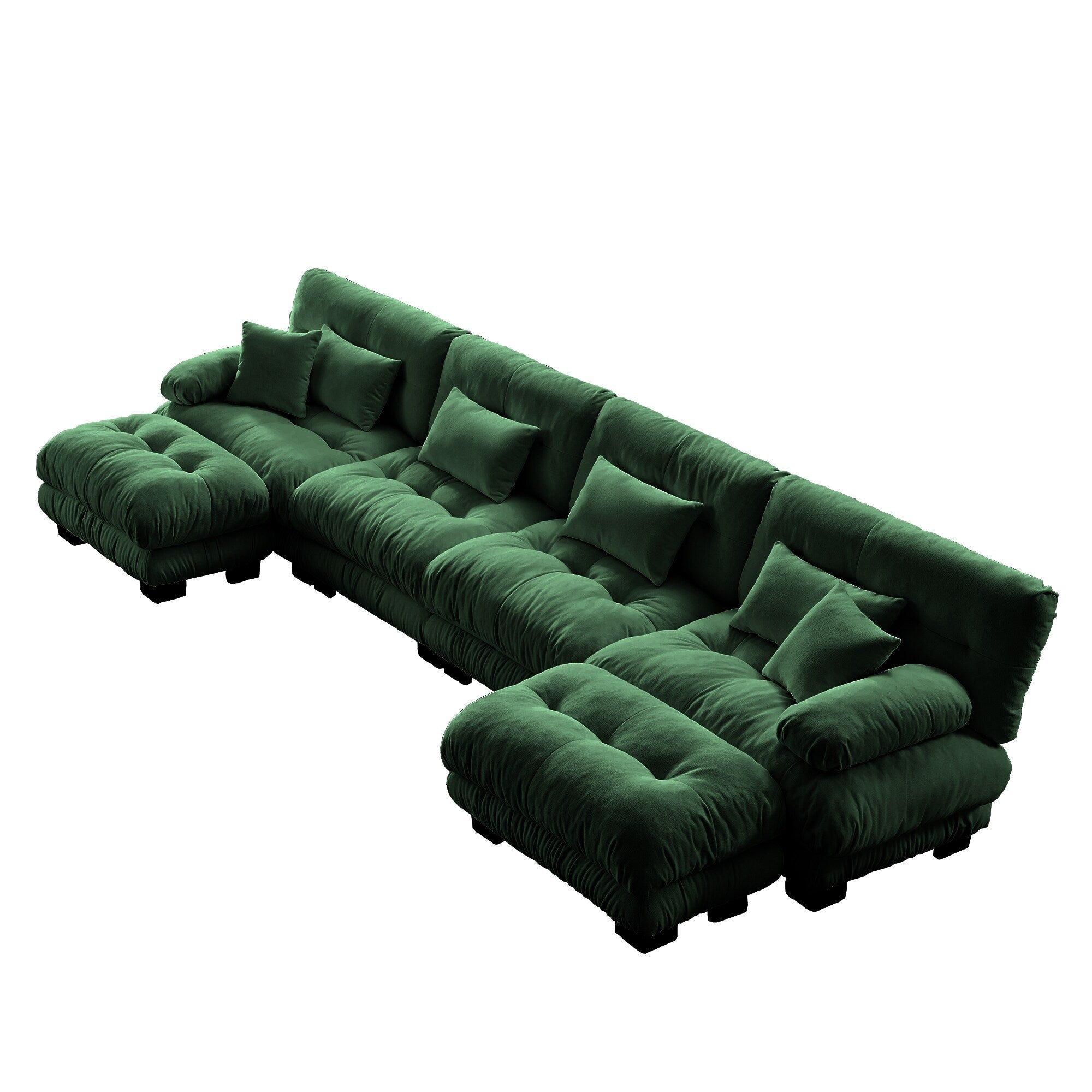 Free Combination Modular Chenille 4-Seater Sectional Sofa with 2 Ottomans and Pillow for Living Room