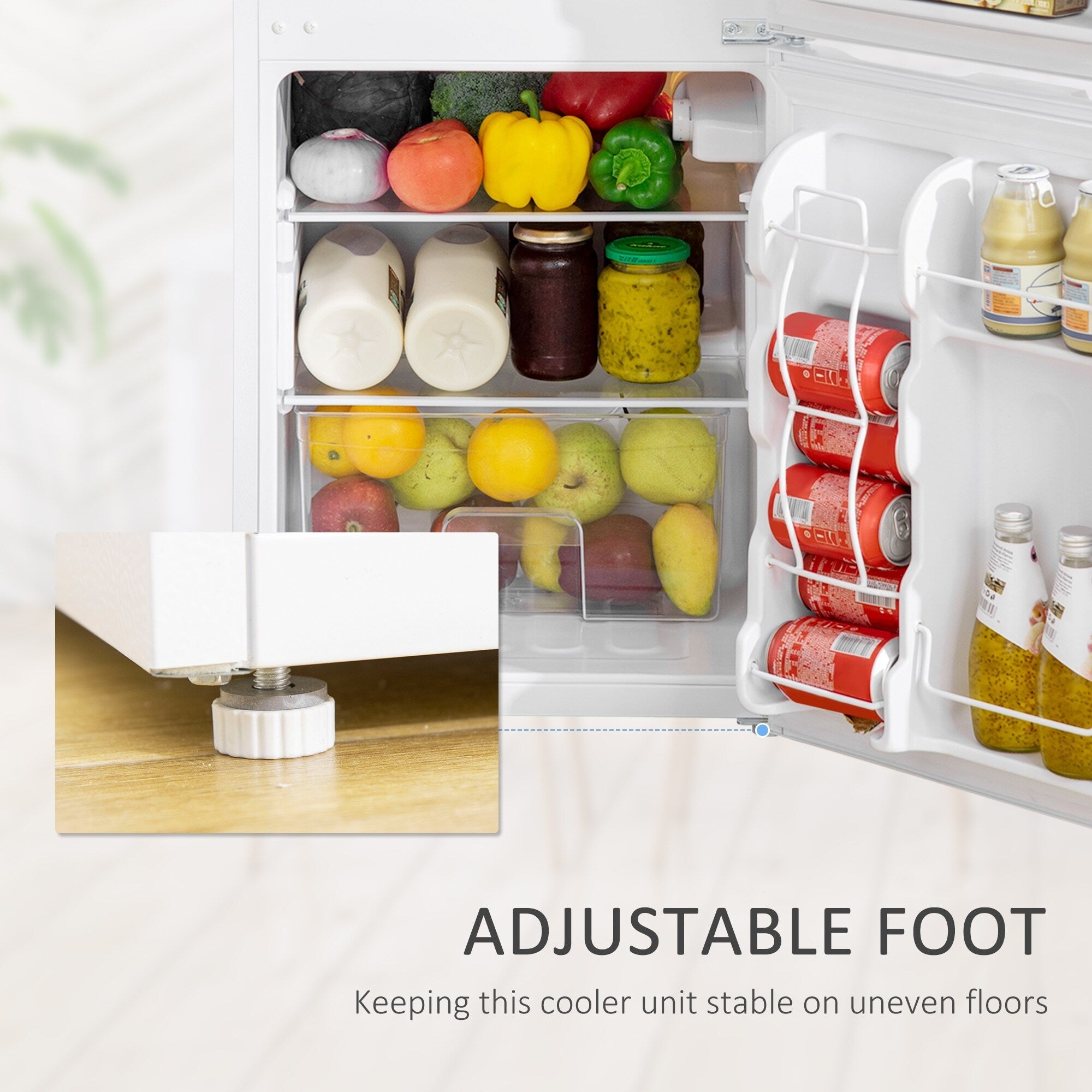 HOMCOM Double Door Mini Fridge with Freezer, 3.2 Cu.Ft Compact Refrigerator with Adjustable Shelf, Adjustable Thermostat