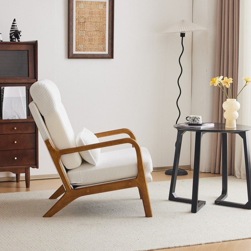 High Back Solid Wood Armrest Backrest Leisure Chair Accent Chair