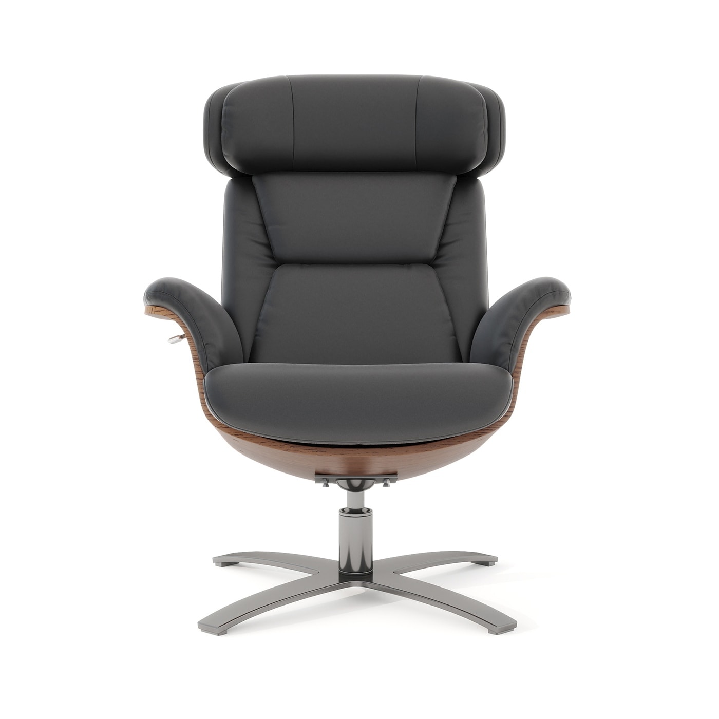 Jovan 31.5 Curved Wood Genuine Leather Recliner Lounge Chair