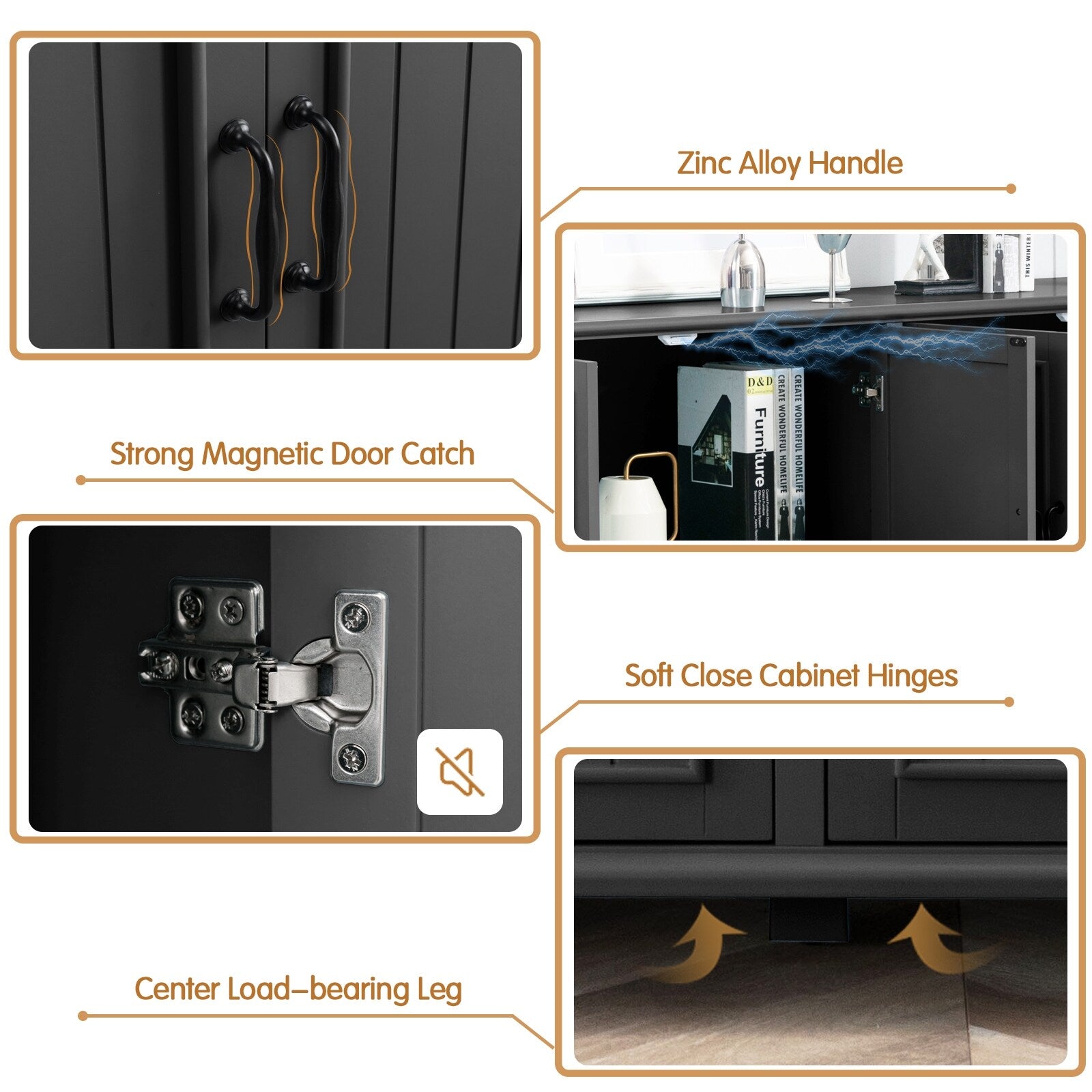 Kitchen Sideboard Coffee Bar Cabinet Accent Storage Cabinet