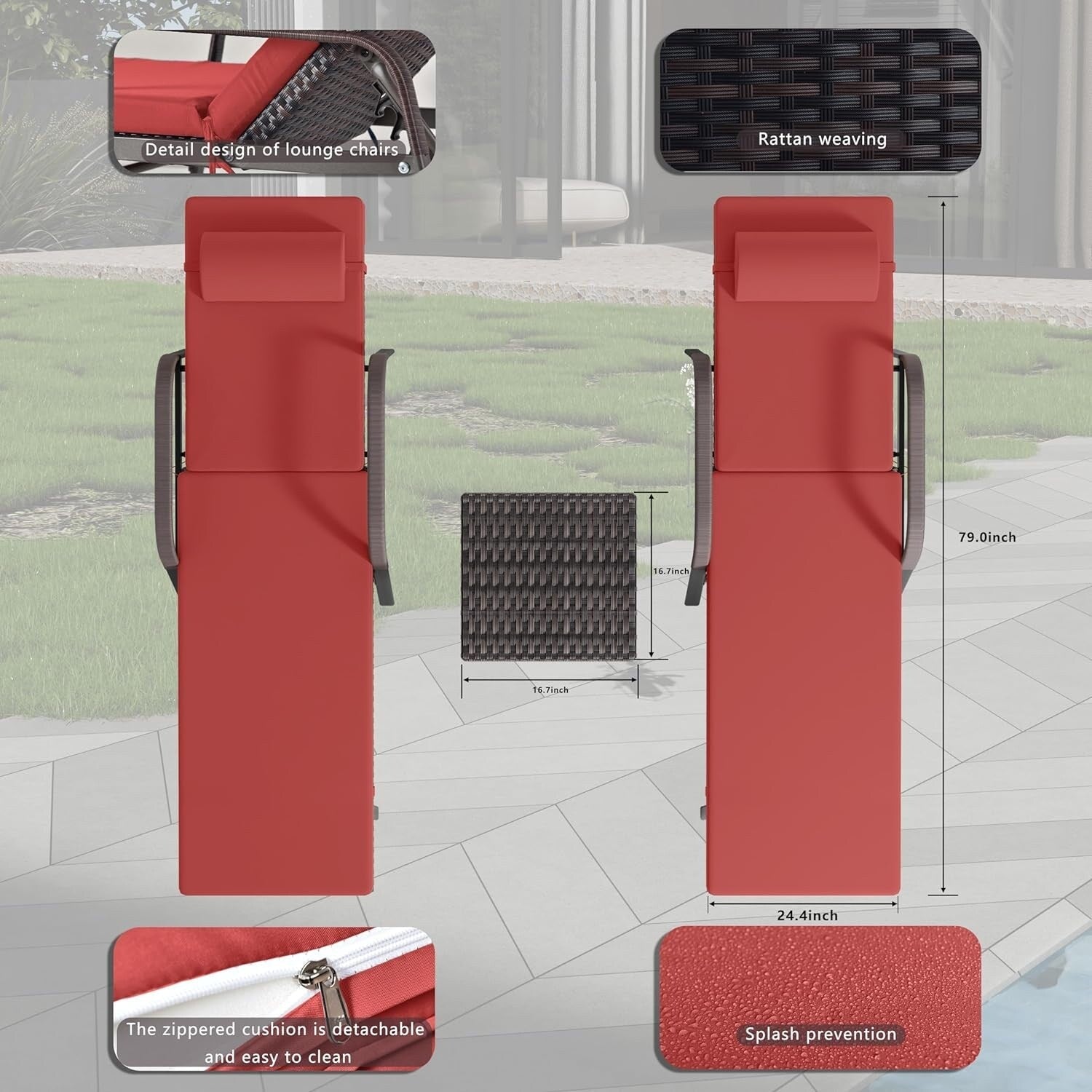 Kullavik 3-PiecesOutdoor Chaise Lounge Set