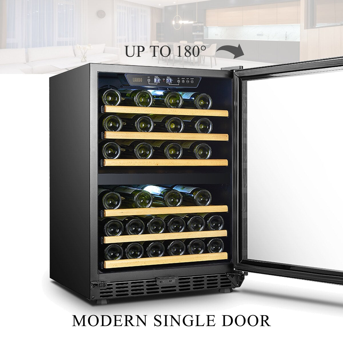 Lanbo 24 Inch Built-in Dual Zone Compressor Wine Cooler, 44 Bottle