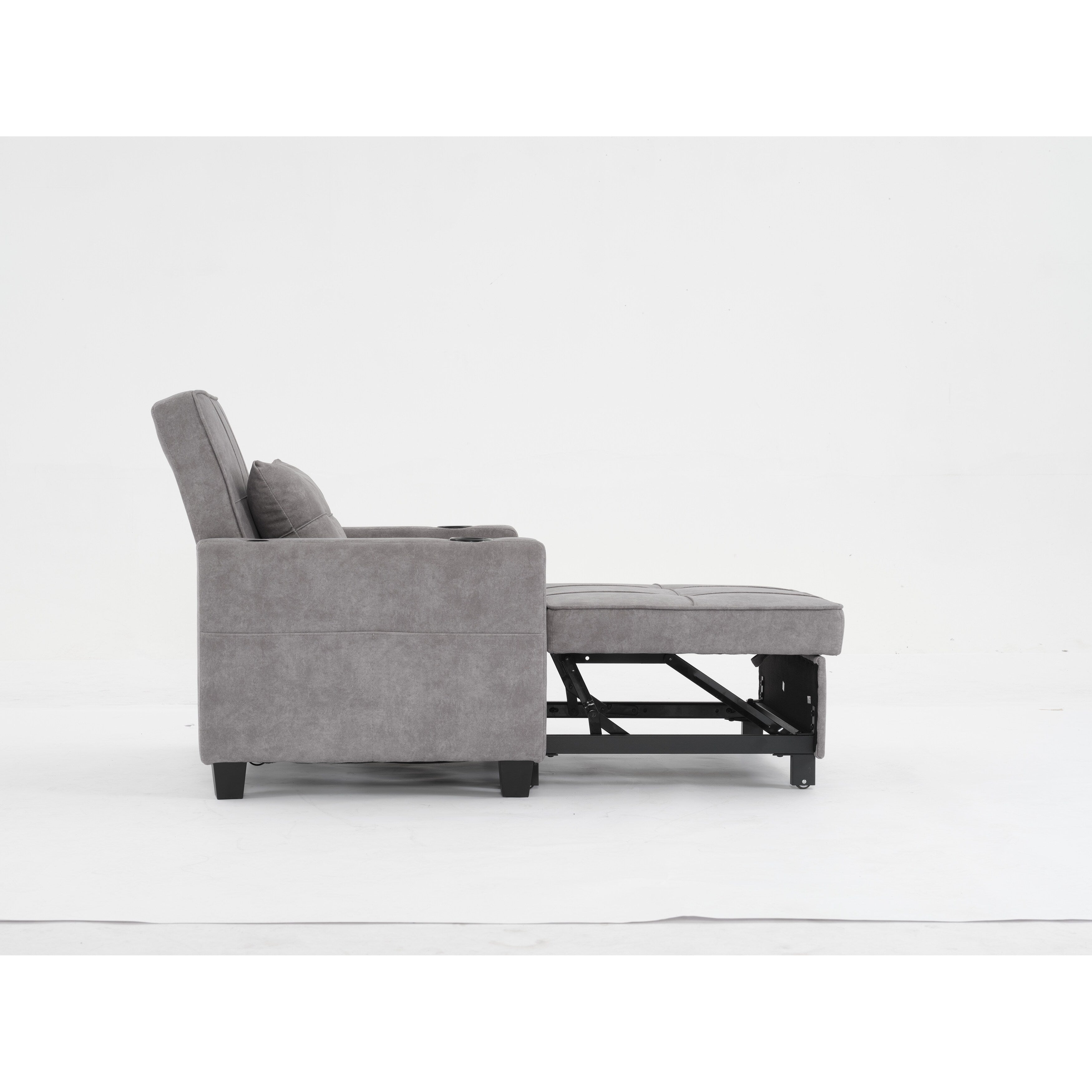 Light Grey 68.12 Tech Clothr 3-in-1 Single Convertible Pull Out Sofa with USB Ports and Wear-resistantfor Living Room