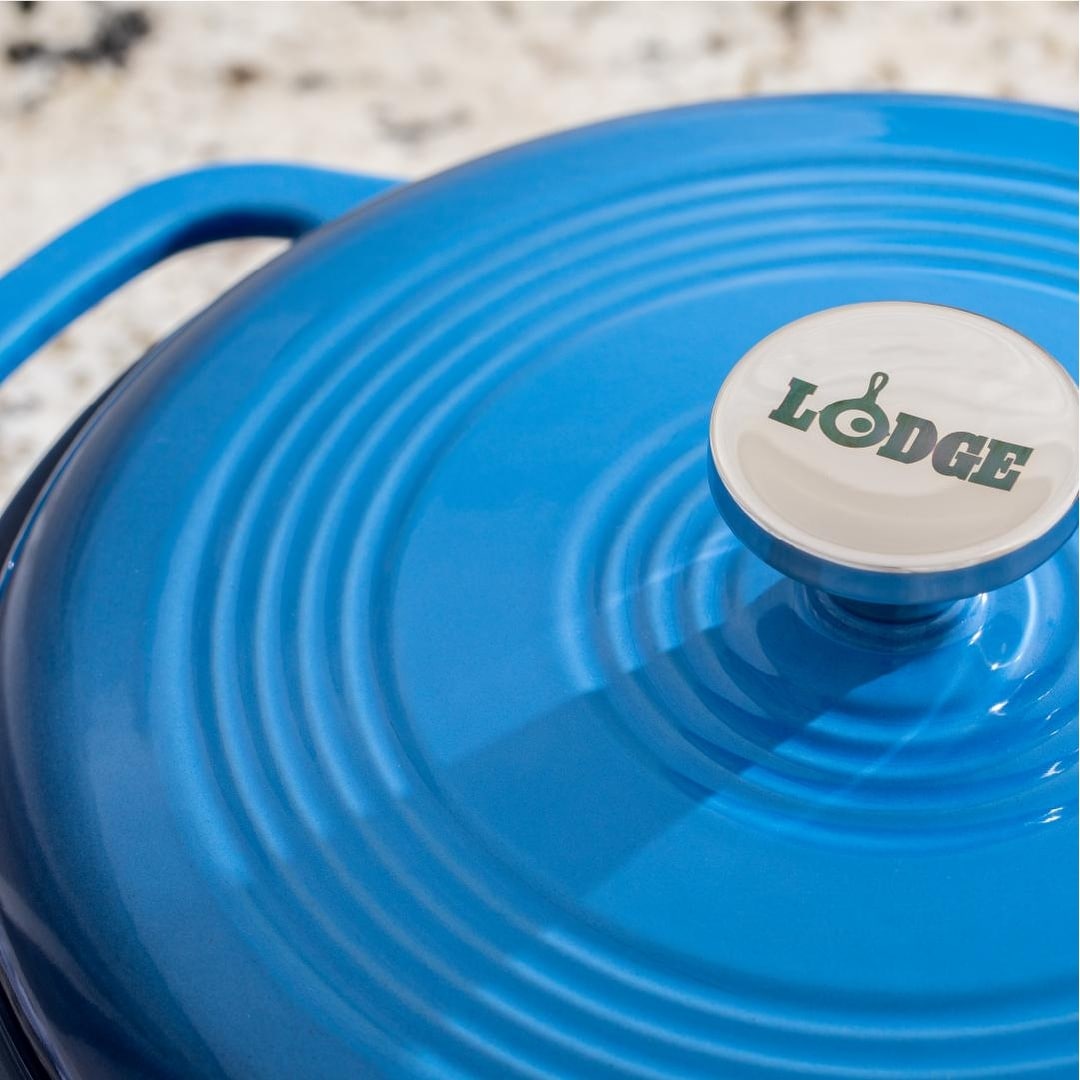 Lodge 6 Quart Blue Essential Enamel Cast Iron Dutch Oven