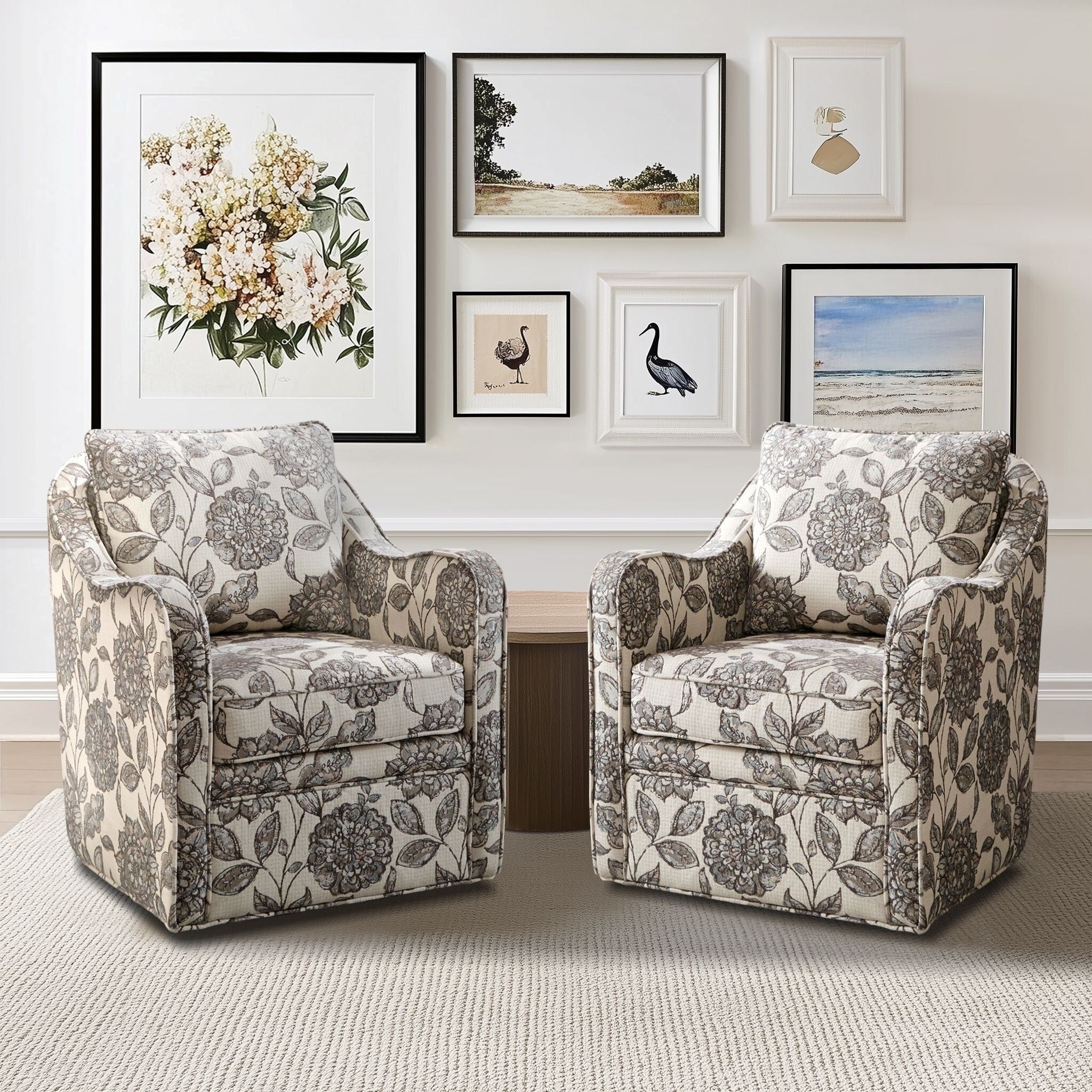 Madison Park Betty Upholstered Swivel Curved Armchair