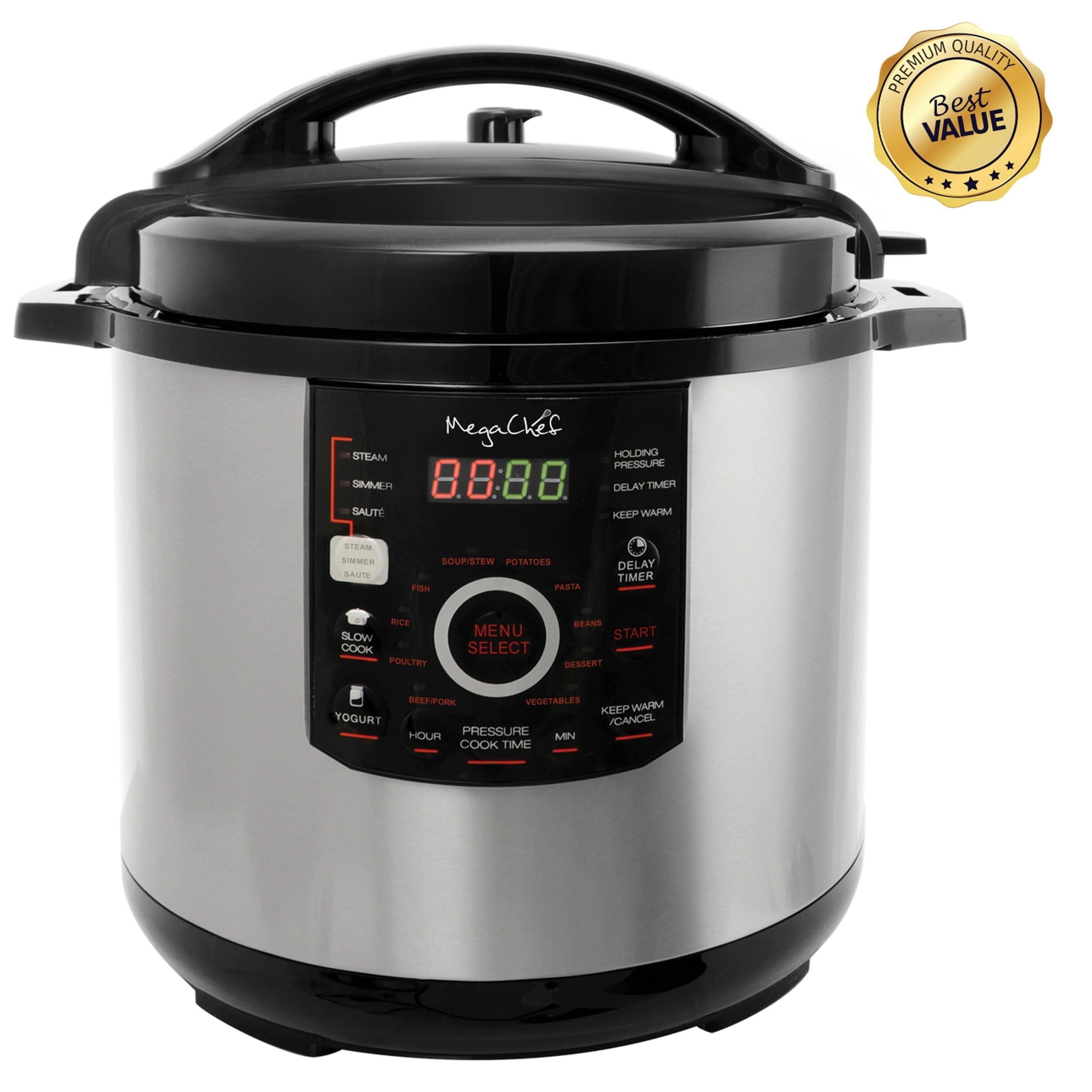 MegaChef Digital Pressure Cooker and Lid with 12 Quart Capacity