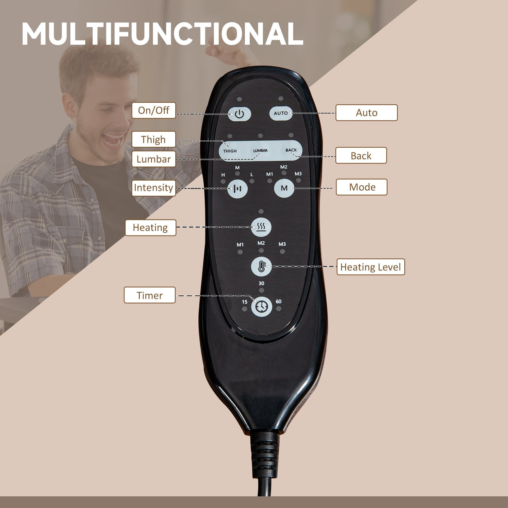 Microfiber Massage Office Chair High Back Ergonomic Recliner Chair with Heat, Footrest and Remote Control