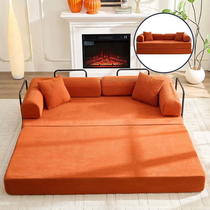 Mixoy Convertible Pull Out Sleeper Sofa Bed with Movable armrest,Folding Mattress Couch,Removable Washable Floor Sofa Bed