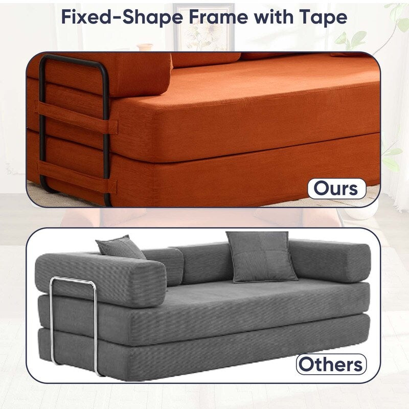 Mixoy Convertible Pull Out Sleeper Sofa Bed with Movable armrest,Folding Mattress Couch,Removable Washable Floor Sofa Bed