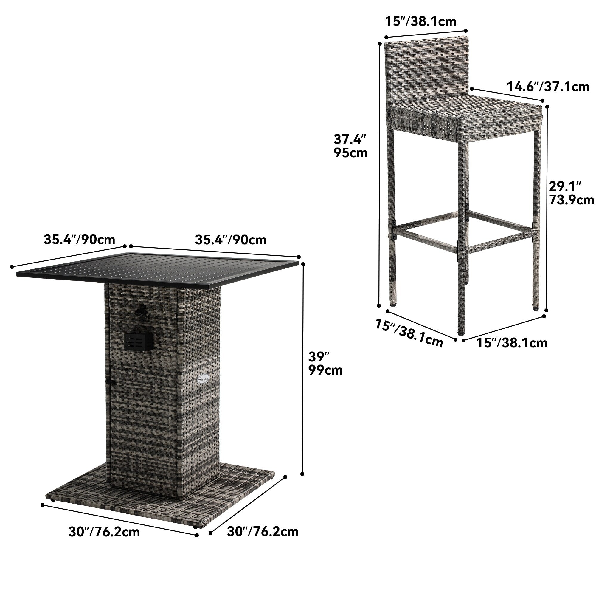 Moasis 5-Piece Outdoor Furniture Wicker Bar Set - 5 PCS