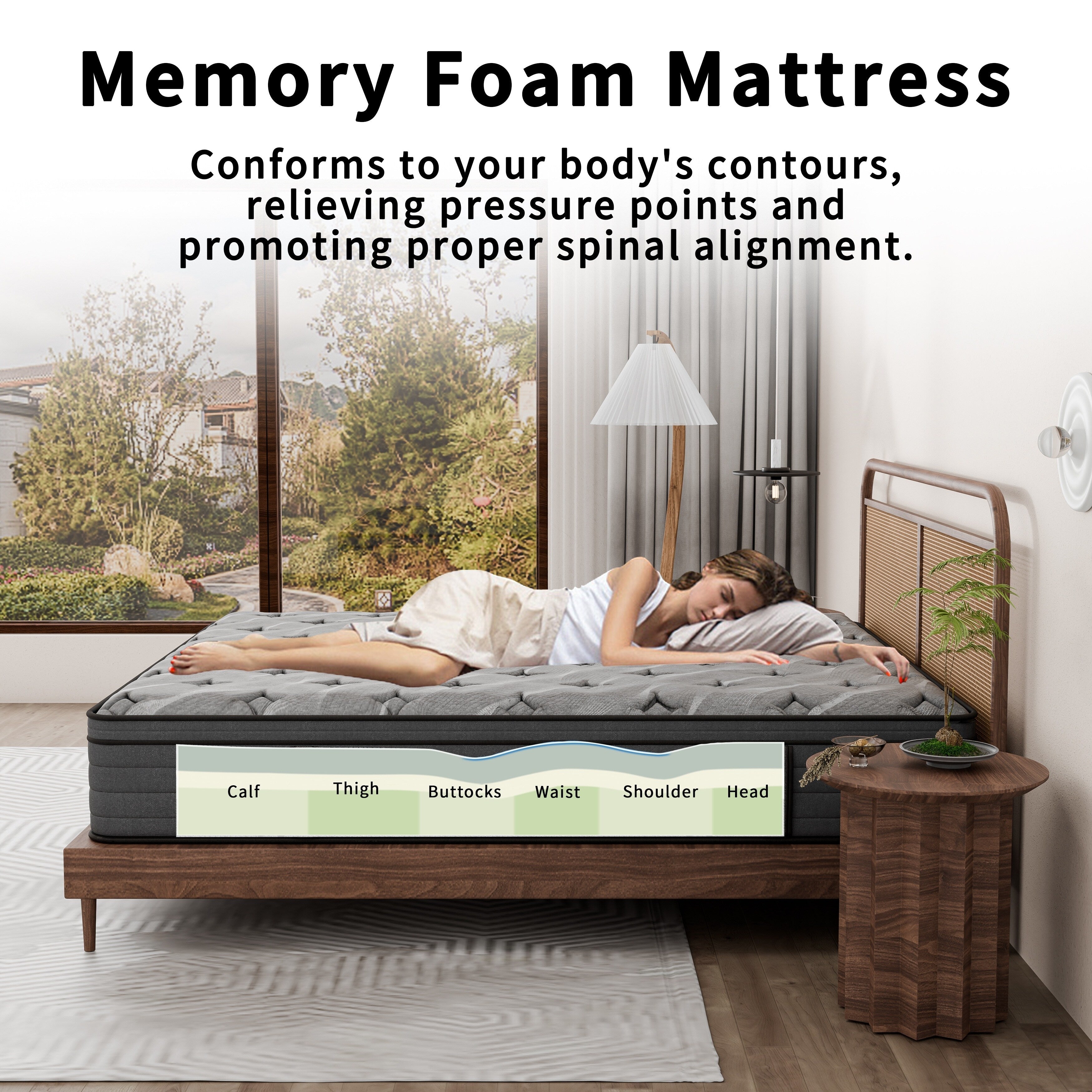 Modland 14-inch Hybrid Medium Euro Top Mattress, Pocket Spring Mattress in a Box