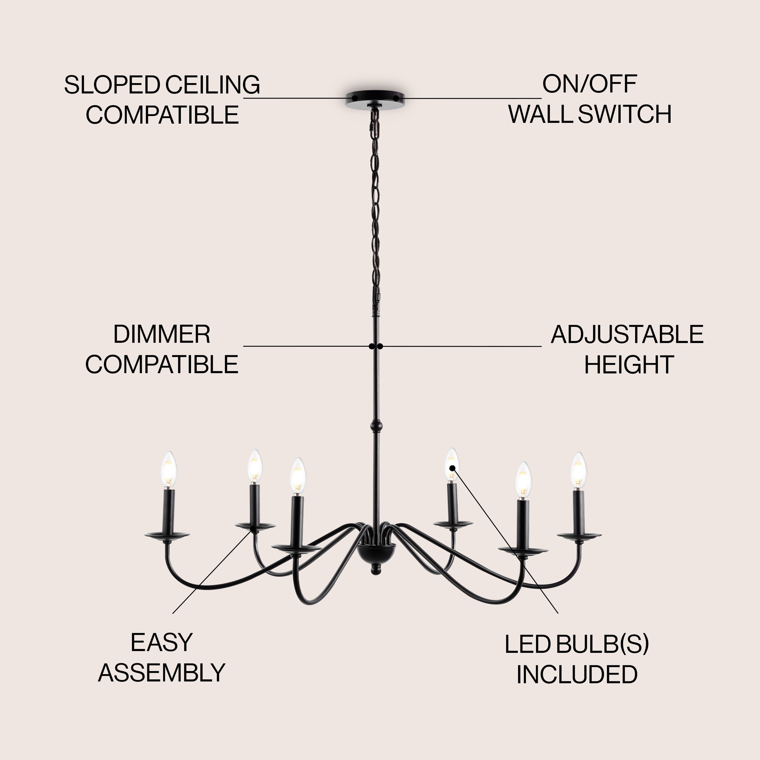 34.75 6-Light Iron LED Chandelier, by JONATHAN Y