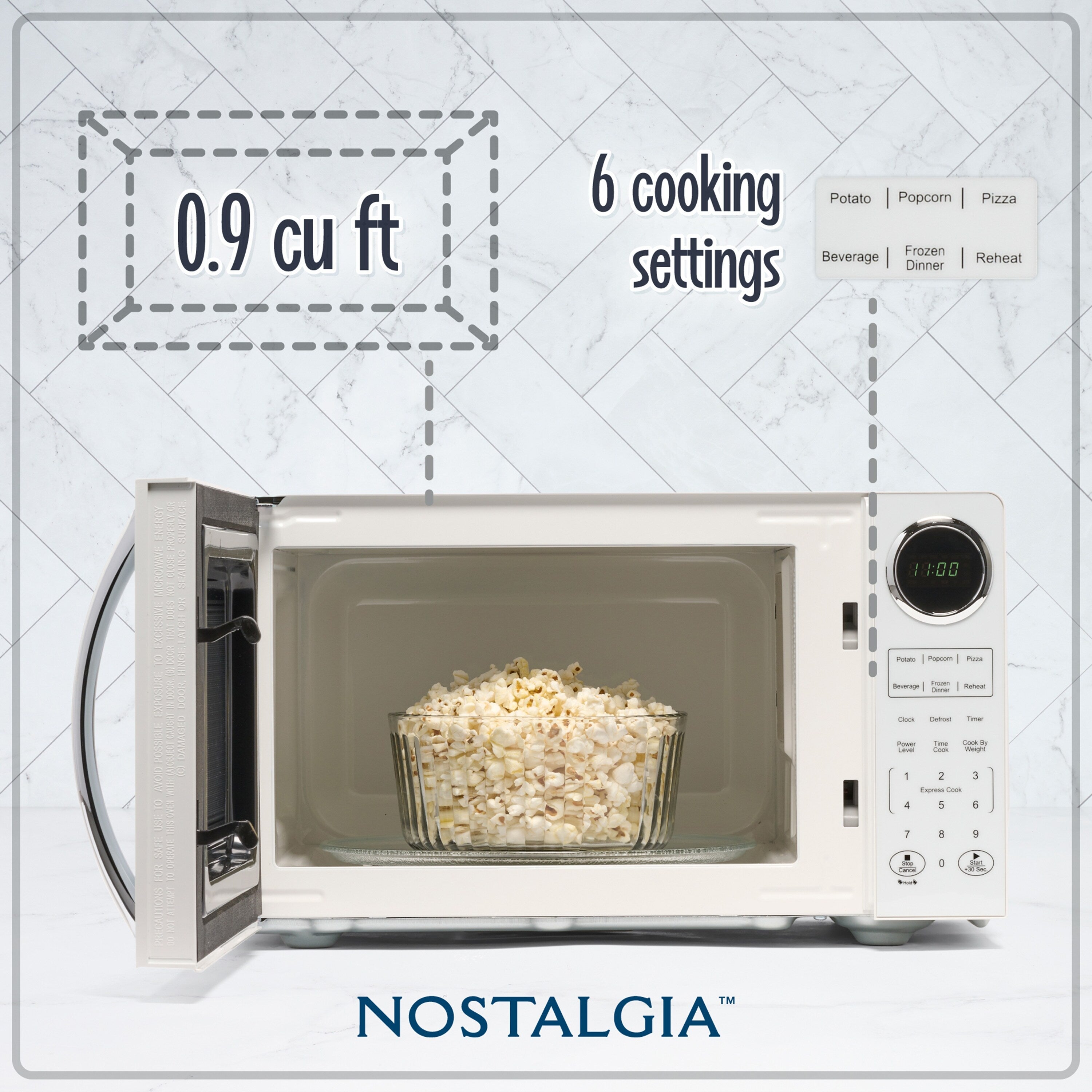Nostalgia Retro 0.9 Cubic Foot Countertop Microwave Oven