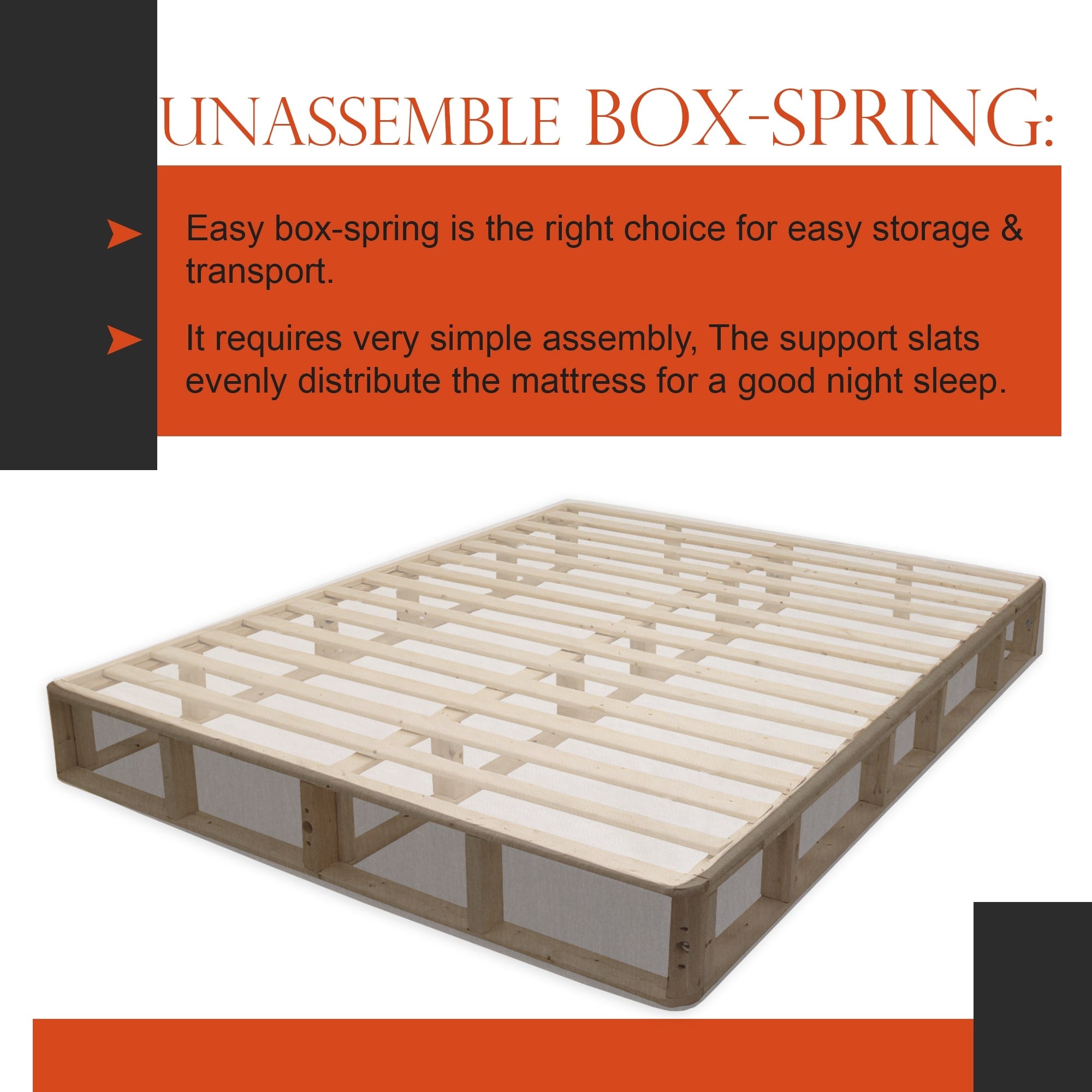 ONETAN , 5” & 8 Easy Wood Box Spring/Foundation with Simple Assembly, White.