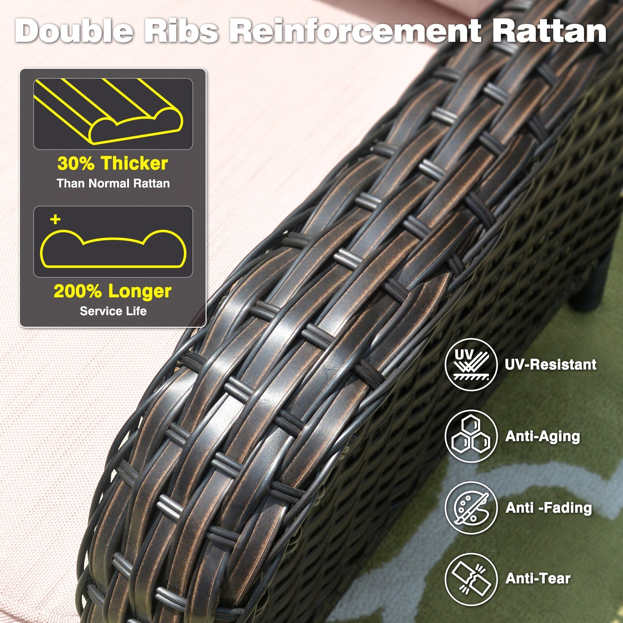 OVIOS 5-piece Patio Wicker High Back Conversation Set