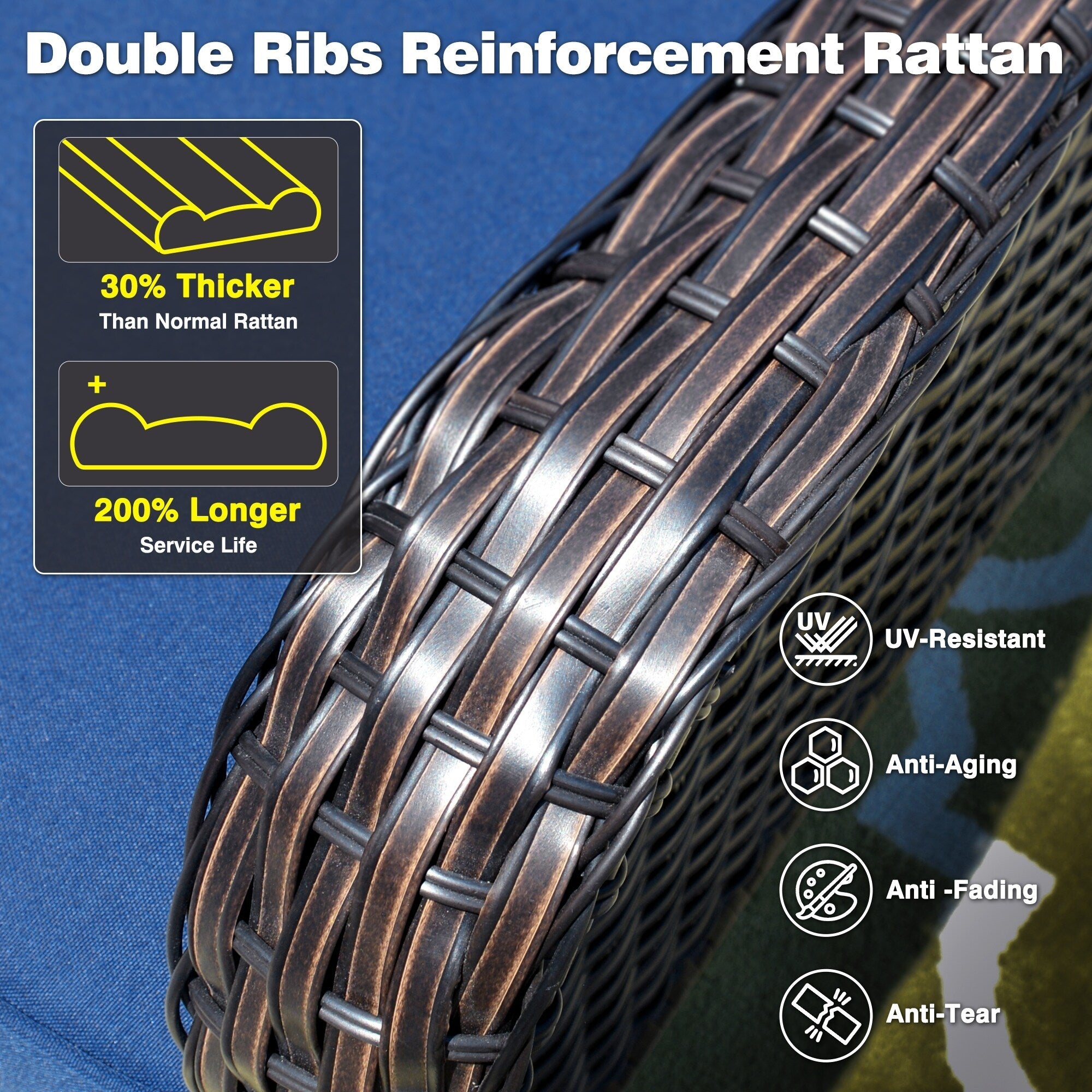 OVIOS 5-piece Patio Wicker High Back Conversation Set