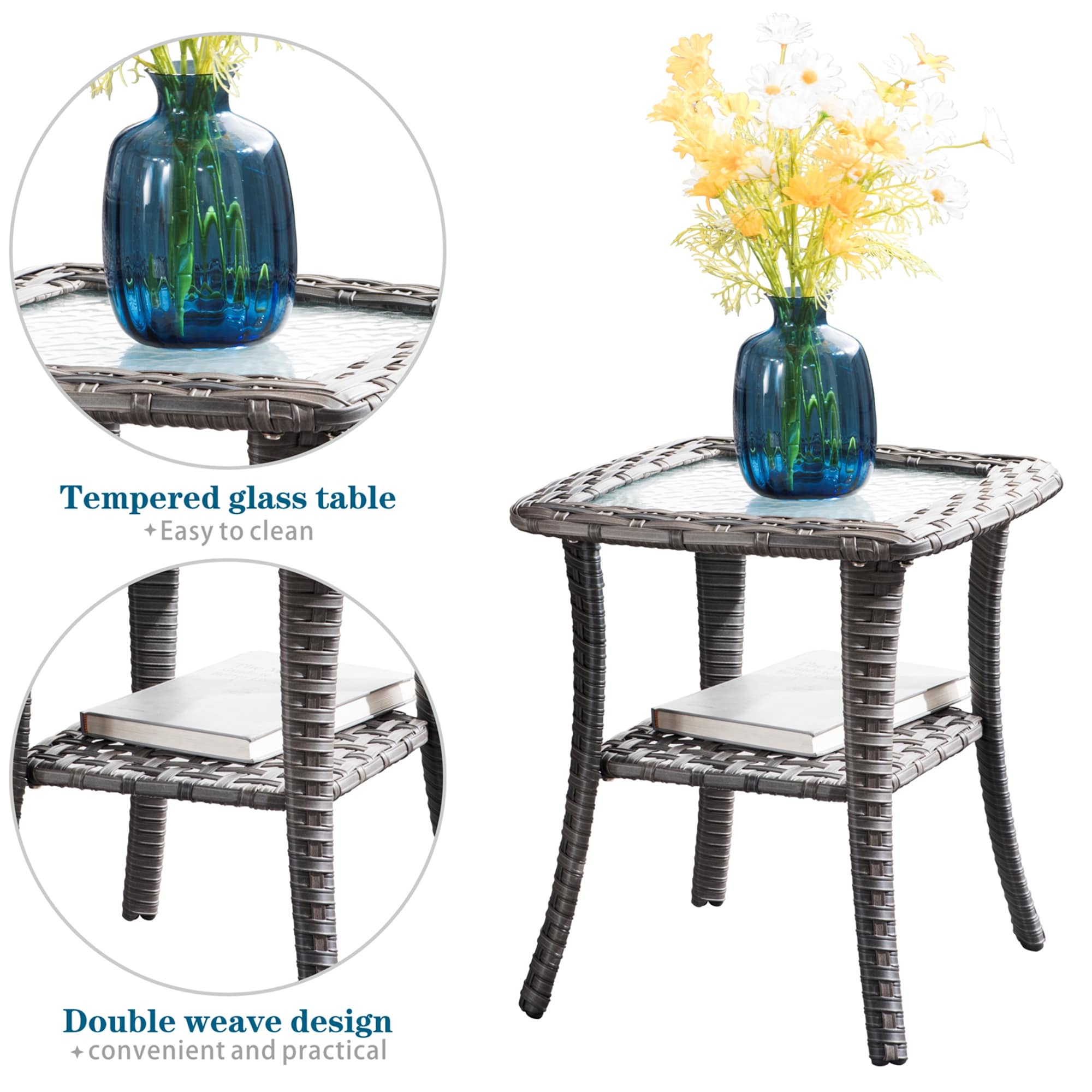 OVIOS 8-piece Patio Wicker Furniture Swivel Chair Set