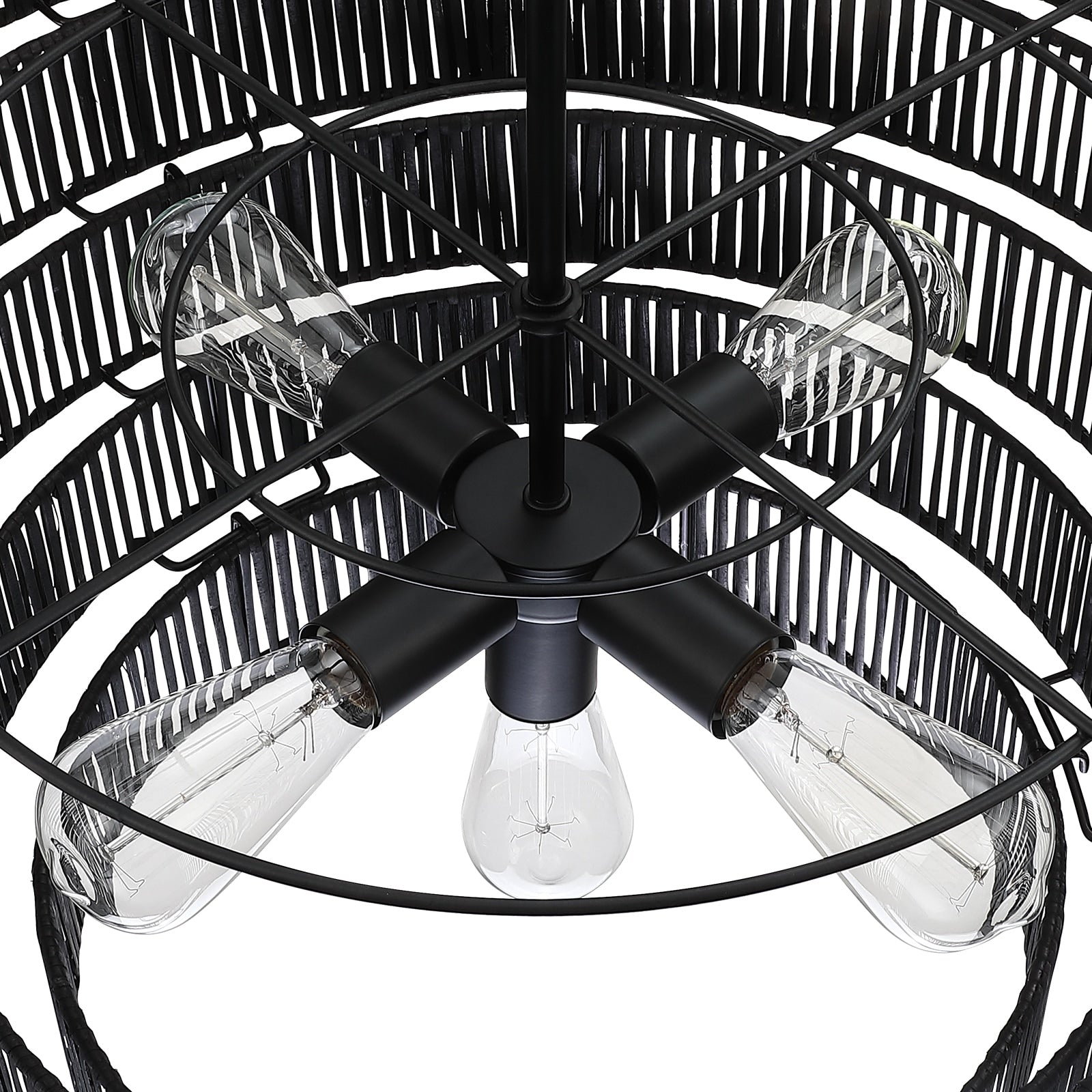 Piersan 5-Light Modern Bohemian Chandelier with Tiered Rattan Shade - 26 in. W