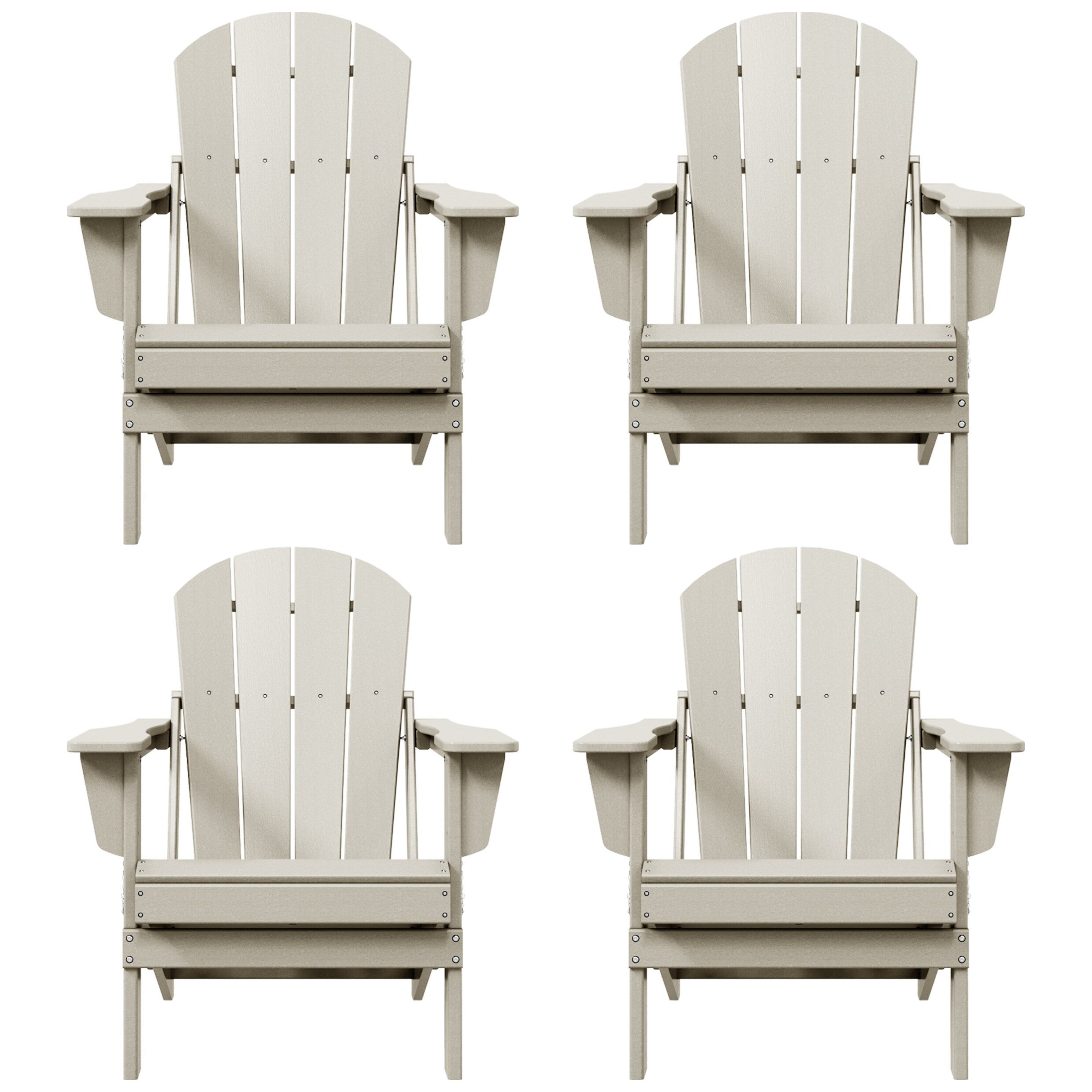 Polytrends Laguna Weather Resistant Outdoor Patio Folding Adirondack Chairs (Set of 4)