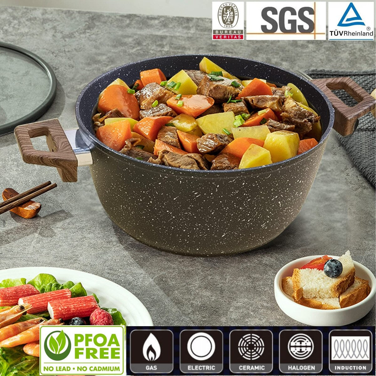 Pots and Pans Set Non stick, Ceramic Cookware Set Nonstick Kitchen Cooking Set w/Frying Pan Saucepan Saute Pan Casserole