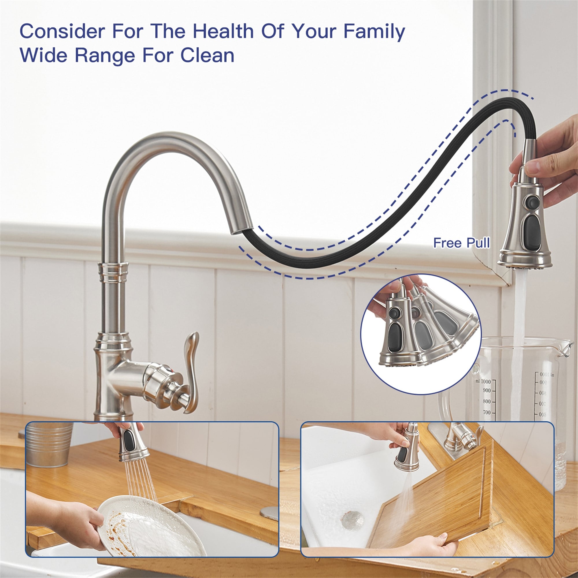 Pull Down Kitchen Faucet Single Handle Modern One Hole Kitchen Sink Faucets With Pull Down Sprayer Basin Tap With Deck Plate