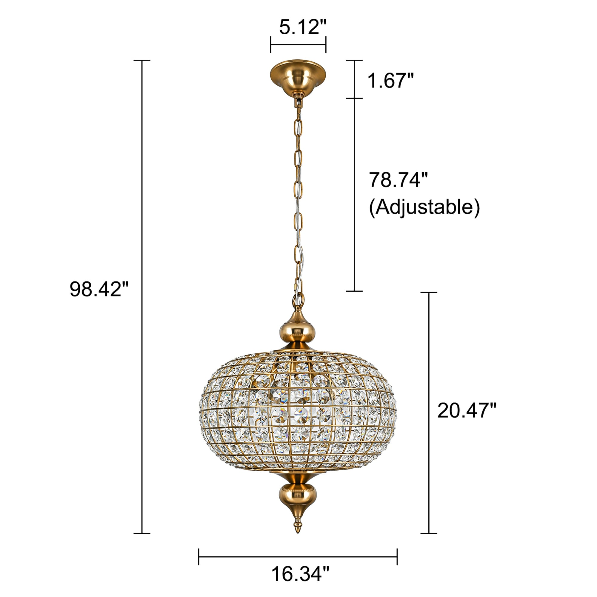 Retro French 4/5-Light Antique Brass Globe Crystal Chandelier Kitchen Island Pendant
